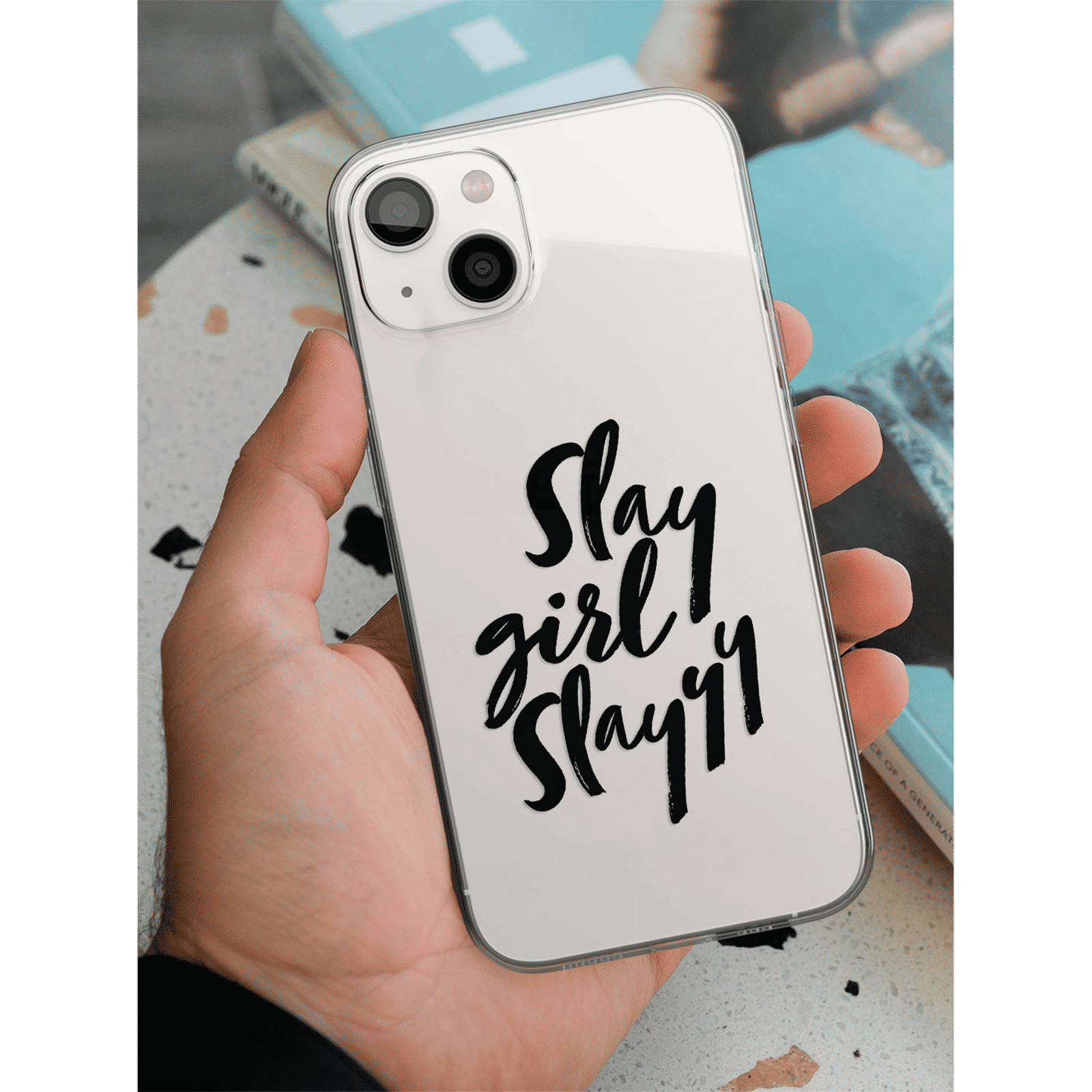 Macmerise Slay Girl Slay Silicone Back Cover for Apple iPhone 14 (Supports Wireless Charging, Clear)_5