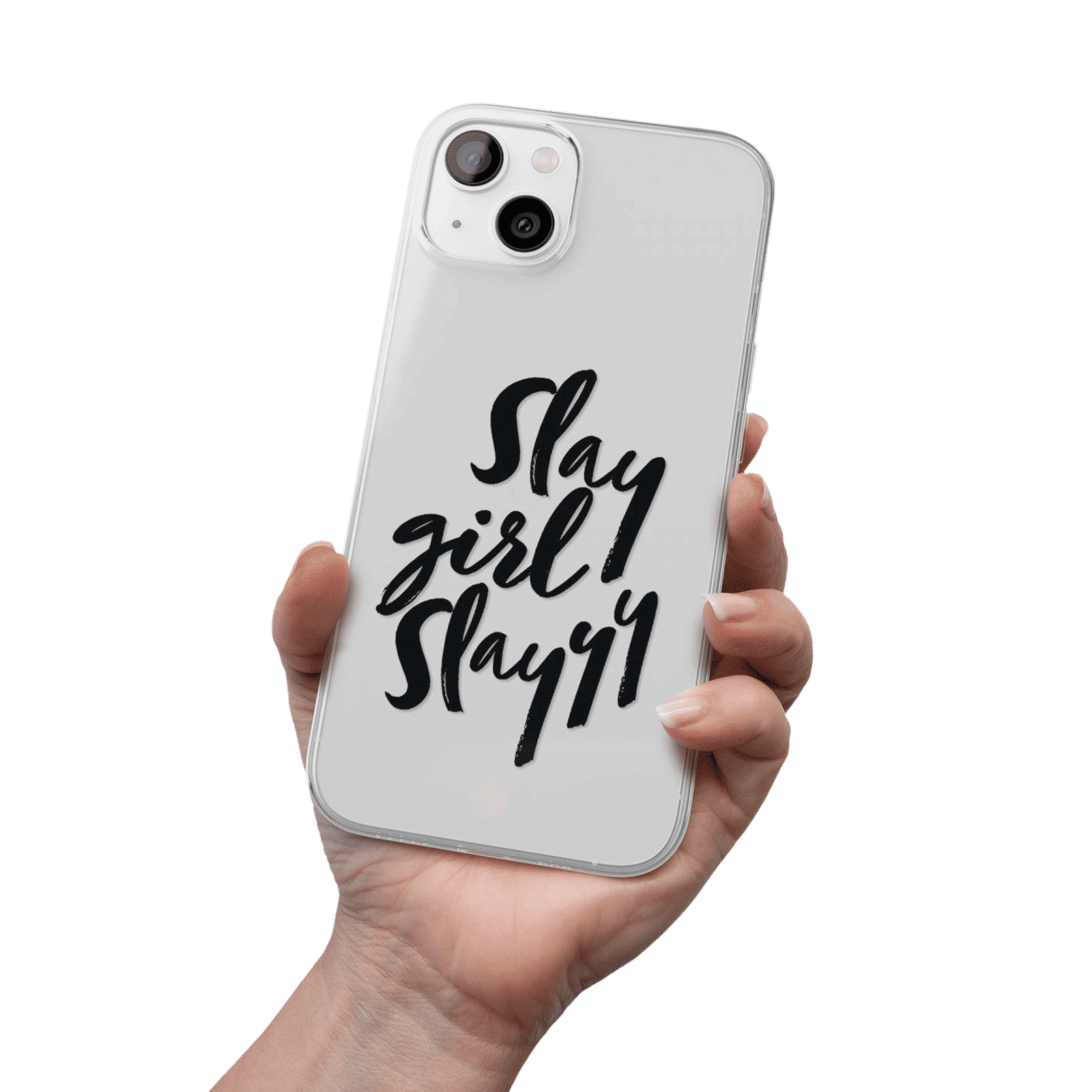 Macmerise Slay Girl Slay Silicone Back Cover for Apple iPhone 14 (Supports Wireless Charging, Clear)_7