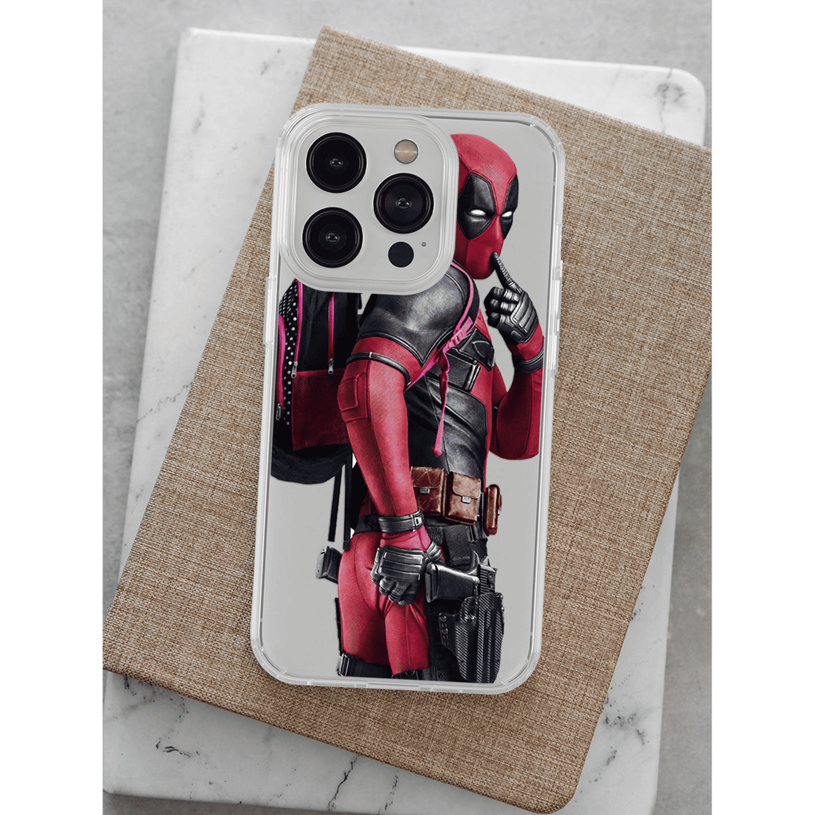 Macmerise Smart Ass Deadpool Silicone Back Cover for Apple iPhone 14 Pro Max (Supports Wireless Charging, Multi Color)_3
