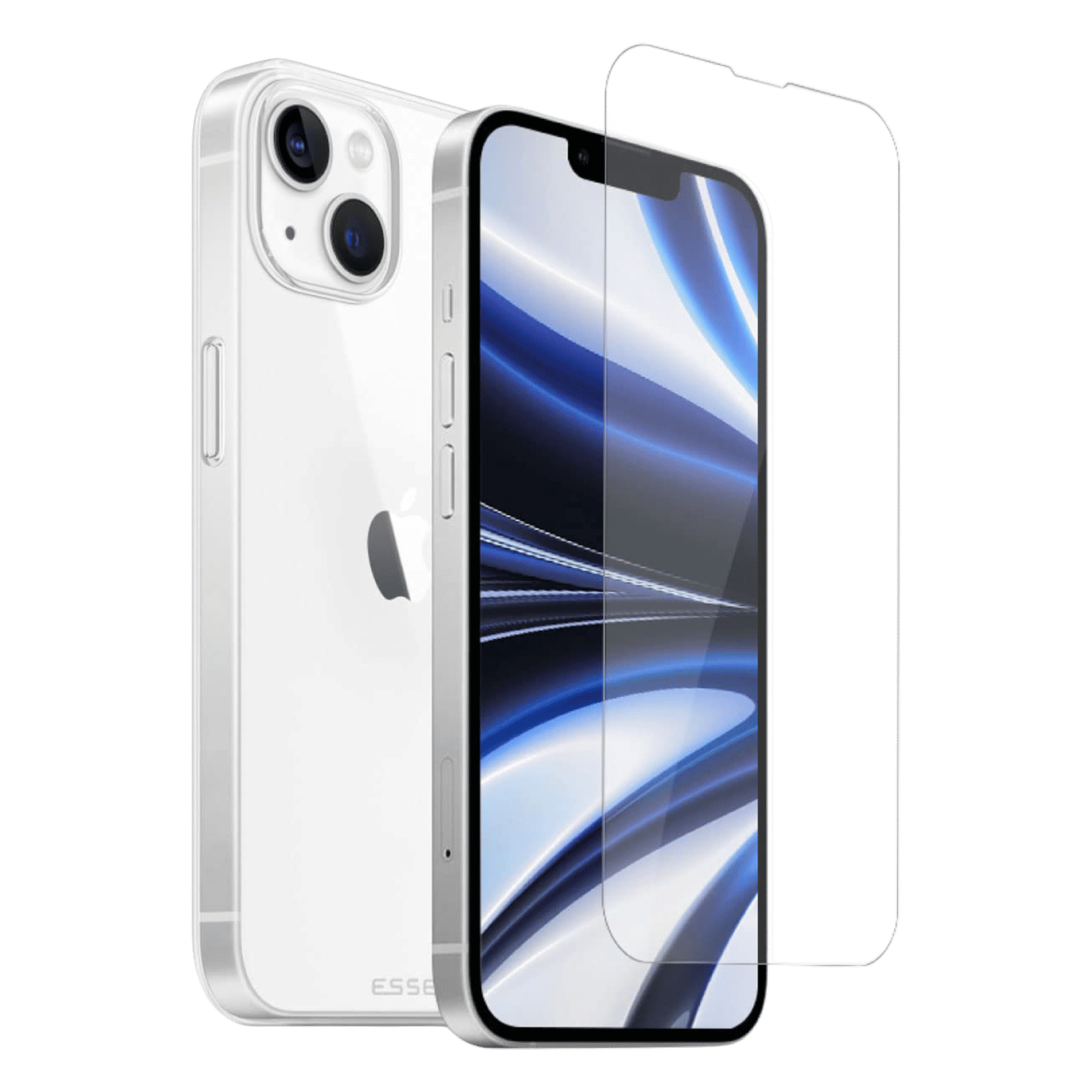 ESSE AIRSKIN Tempered Glass & Soft TPU Back Cover Combo for Apple iPhone 14 (Wireless Charging Compatible, Clear)_3