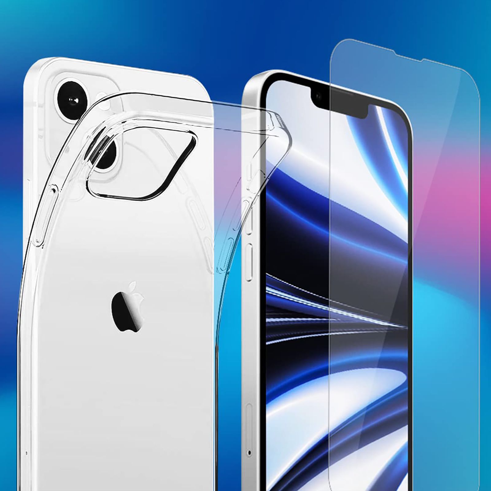 ESSE AIRSKIN Tempered Glass & Soft TPU Back Cover Combo for Apple iPhone 14 (Wireless Charging Compatible, Clear)_6