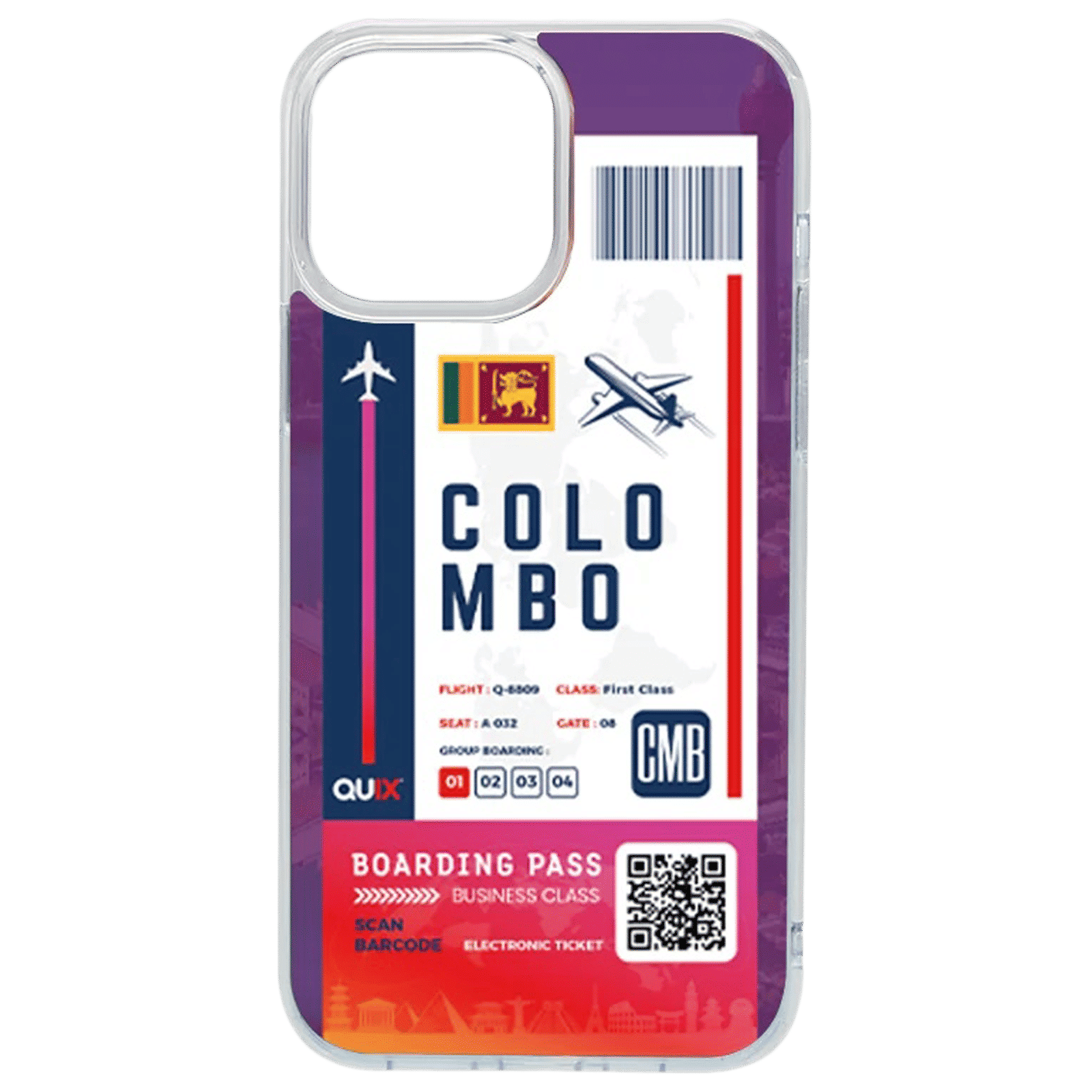 QUIX Colombo Boarding Pass TPU Back Cover for Apple iPhone 14 (Supports Wireless Charging, Multi Color)_1