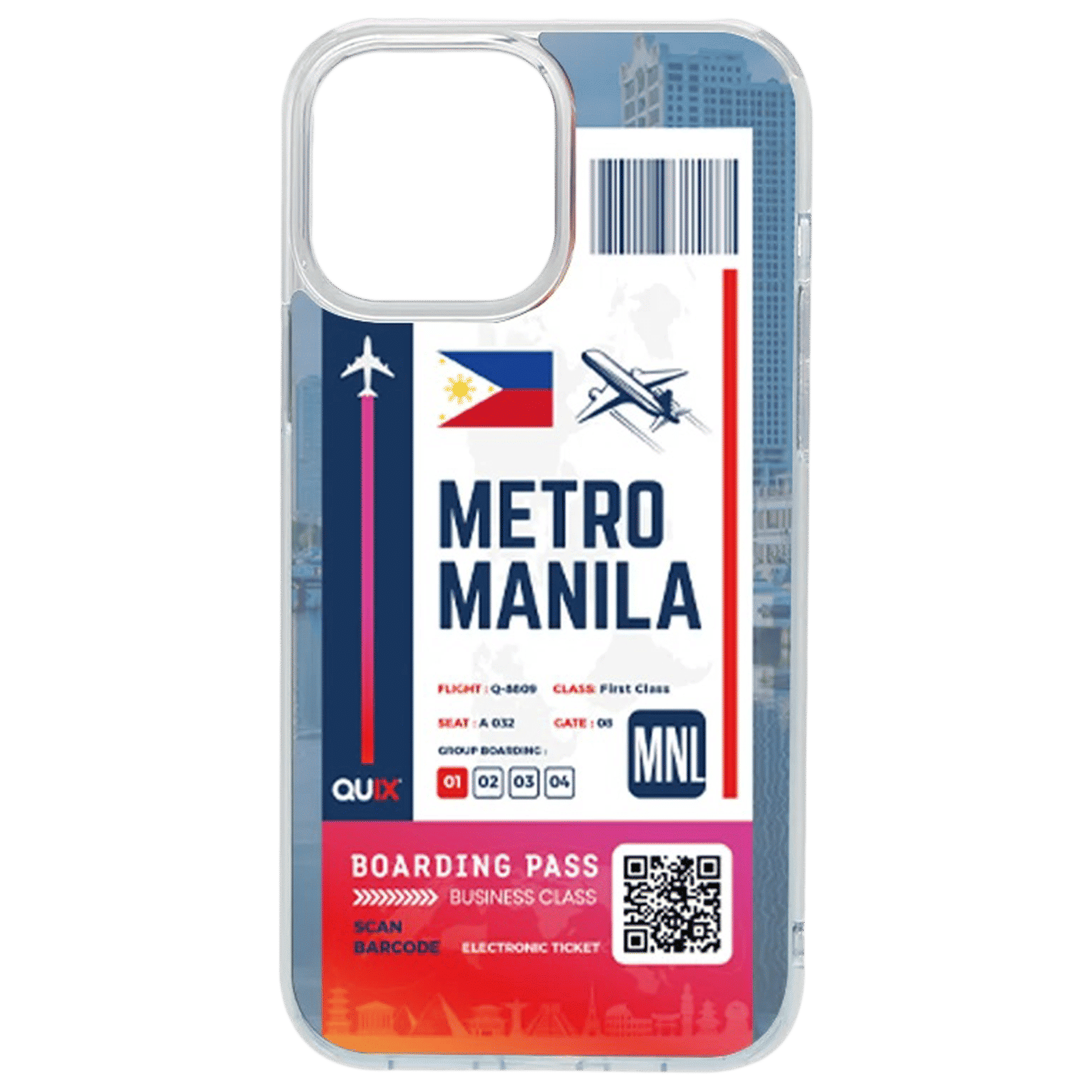 QUIX Metro Manila Boarding Pass Soft TPU Back Cover for Apple iPhone 14 (Supports Wireless Charging, Multi Color)_1