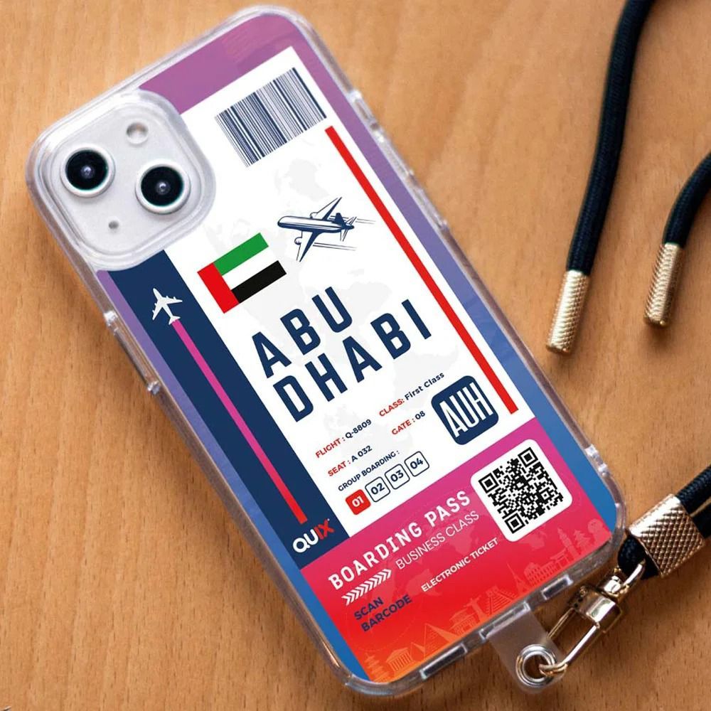 QUIX Abu Dhabi Boarding Pass TPU Back Cover for Apple iPhone 14 (Supports Wireless Charging, Multi Color)_3
