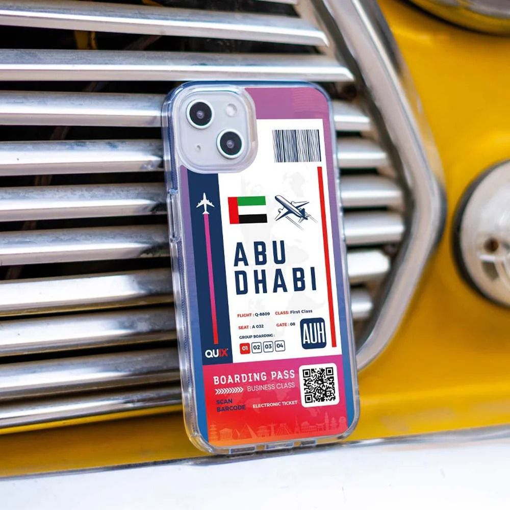 QUIX Abu Dhabi Boarding Pass TPU Back Cover for Apple iPhone 14 (Supports Wireless Charging, Multi Color)_4