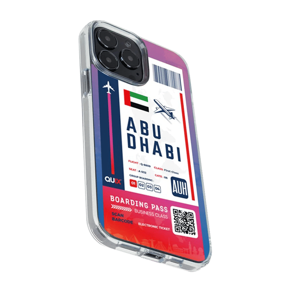 QUIX Abu Dhabi Boarding Pass TPU Back Cover for Apple iPhone 14 (Supports Wireless Charging, Multi Color)_5