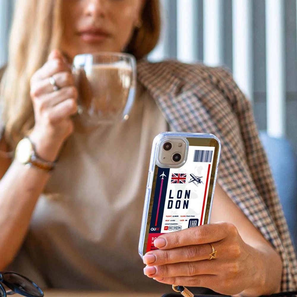 QUIX London Boarding Pass TPU Back Cover for Apple iPhone 14 (Supports Wireless Charging, Multi Color)_4