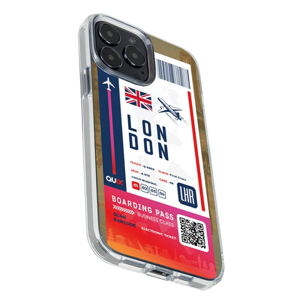QUIX London Boarding Pass TPU Back Cover for Apple iPhone 14 (Supports Wireless Charging, Multi Color)_5