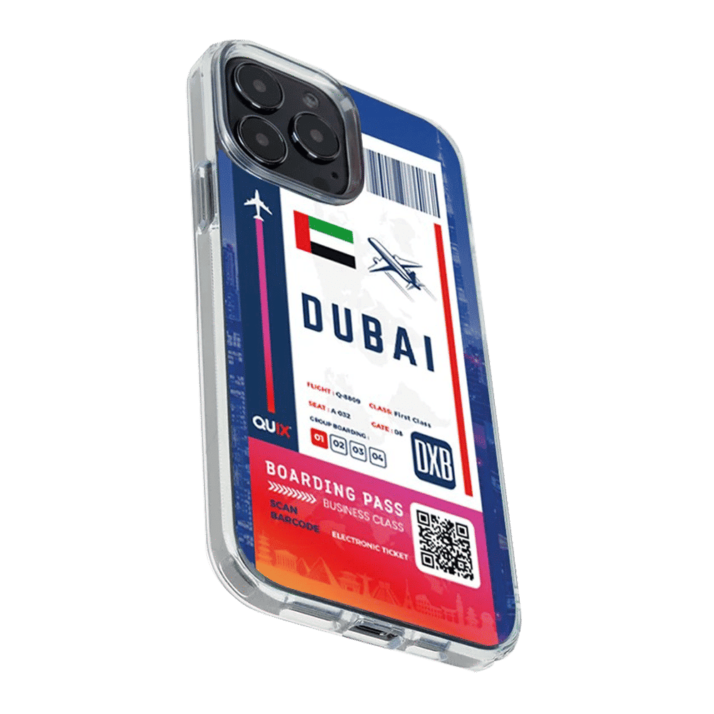 QUIX Dubai Boarding Pass TPU Back Cover for Apple iPhone 14 (Supports Wireless Charging, Multi Color)_5