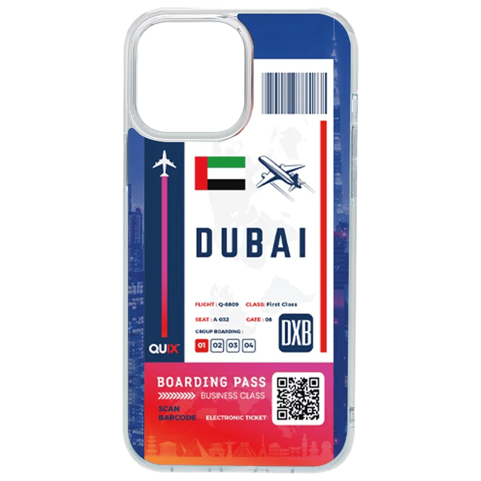 QUIX Dubai Boarding Pass TPU Back Cover for Apple iPhone 14 Plus (Supports Wireless Charging, Multi Color)_1