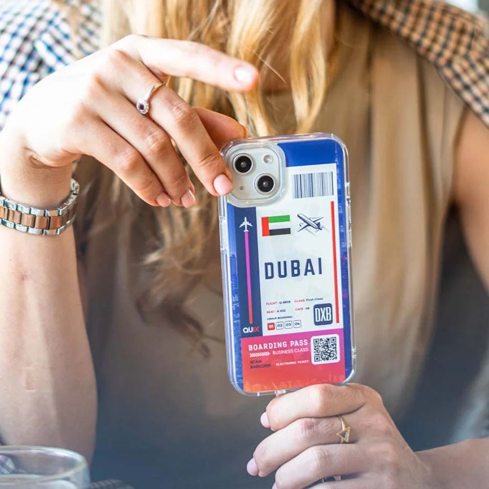 QUIX Dubai Boarding Pass TPU Back Cover for Apple iPhone 14 Plus (Supports Wireless Charging, Multi Color)_4