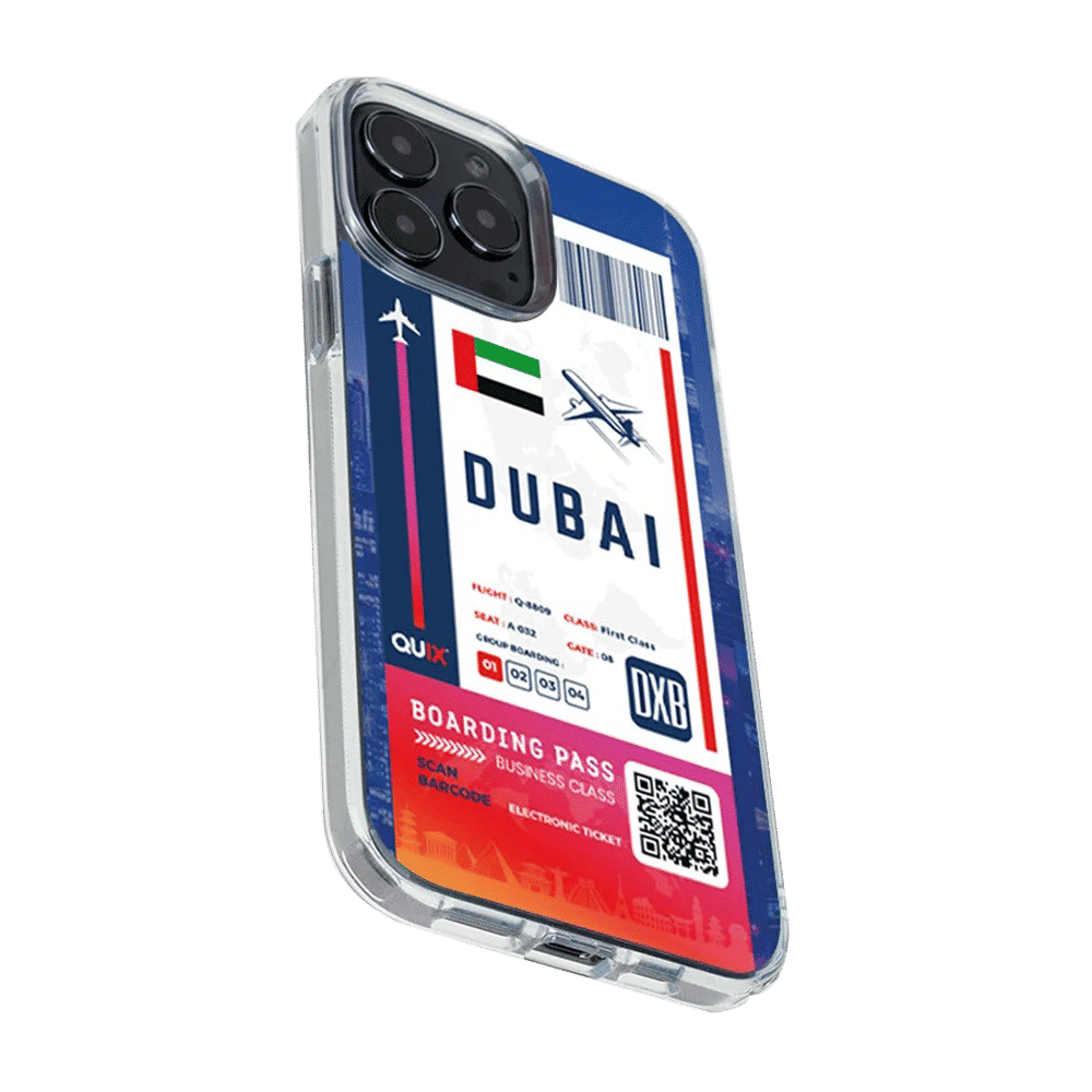 QUIX Dubai Boarding Pass TPU Back Cover for Apple iPhone 14 Plus (Supports Wireless Charging, Multi Color)_5