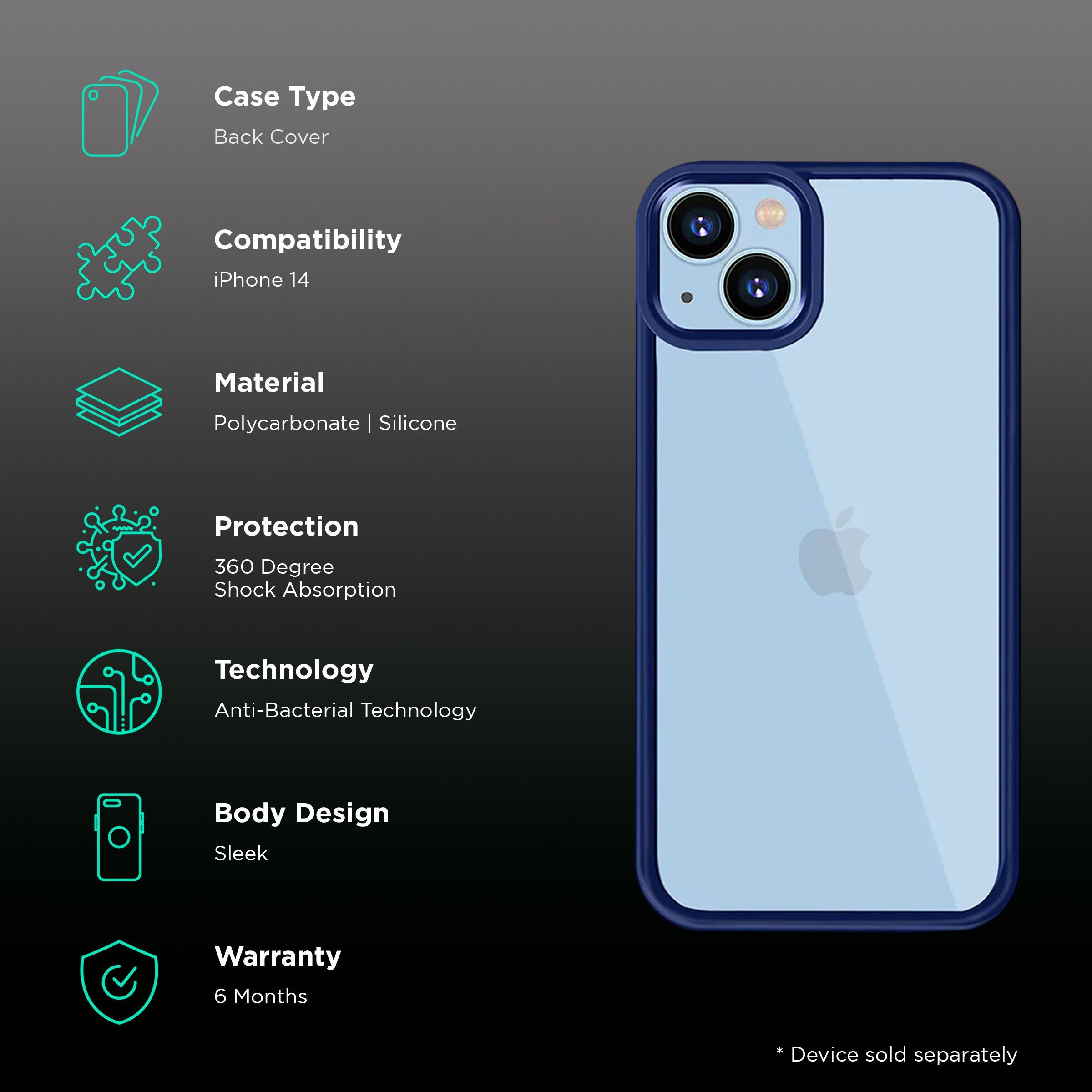 GRIPP Clarion Hard Polycarbonate & Silicone Back Cover for Apple iPhone 14 (Drop Protection, Blue) GRIPP Clarion Hard Polycarbonate & Silicone Back Cover for Apple iPhone 14 (Drop Protection, Blue)_2