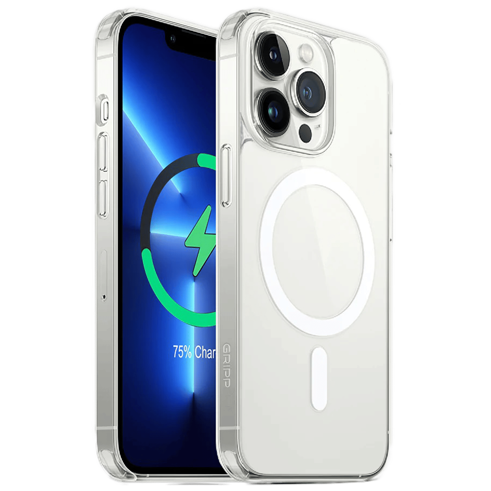 GRIPP GR-IPH14P-MCLR Hard Polycarbonate & TPU Back Cover for Apple iPhone 14 Pro (MagSafe Charging Support, Clear White)_1