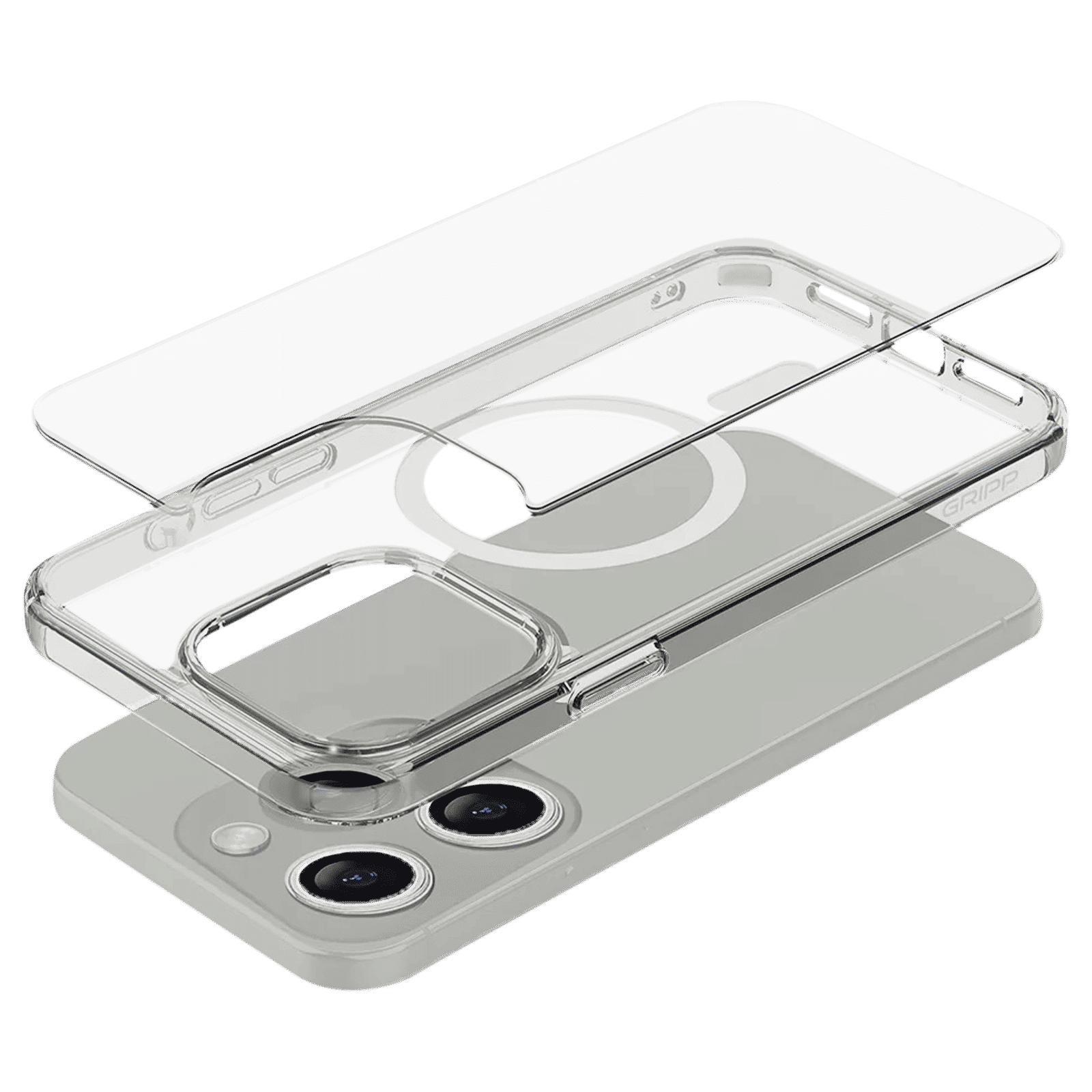 GRIPP GR-IPH14P-MCLR Hard Polycarbonate & TPU Back Cover for Apple iPhone 14 Pro (MagSafe Charging Support, Clear White)_4
