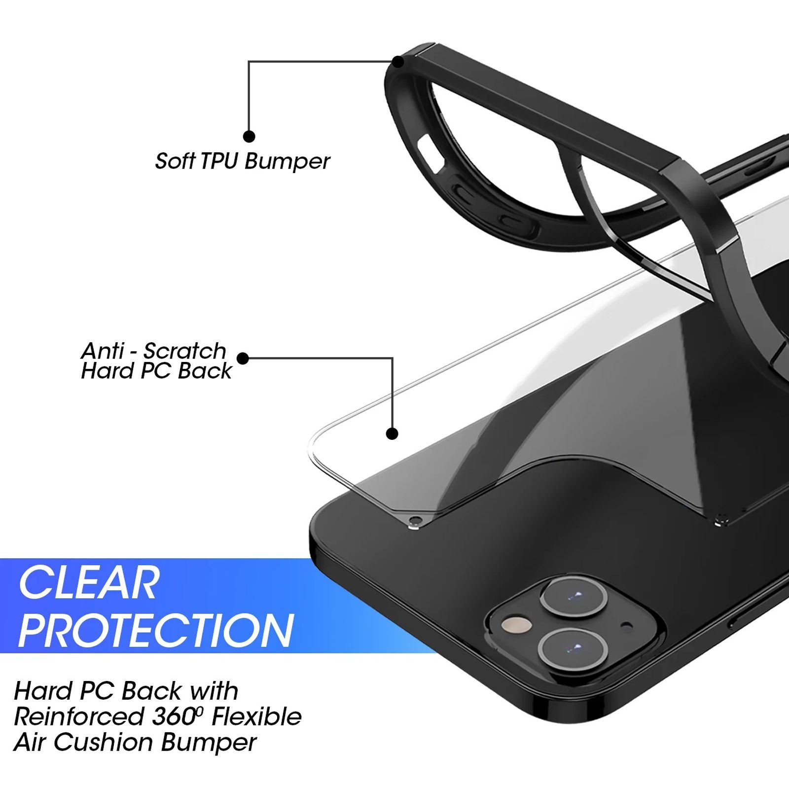 Gripp Defender Hard Polycarbonate & TPU Back Cover for Apple iPhone 13 Plus (Supports Wireless Charging, Black)_11