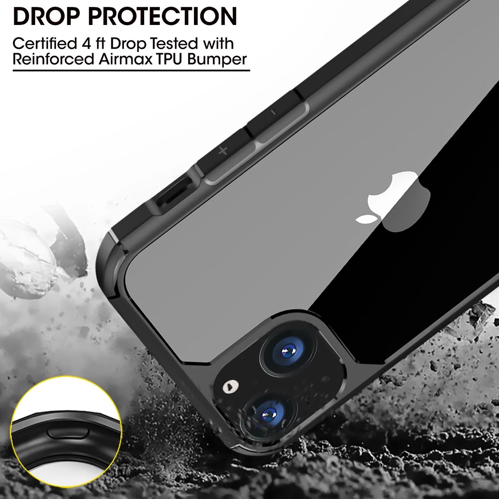 Gripp Defender Hard Polycarbonate & TPU Back Cover for Apple iPhone 13 Plus (Supports Wireless Charging, Black)_12