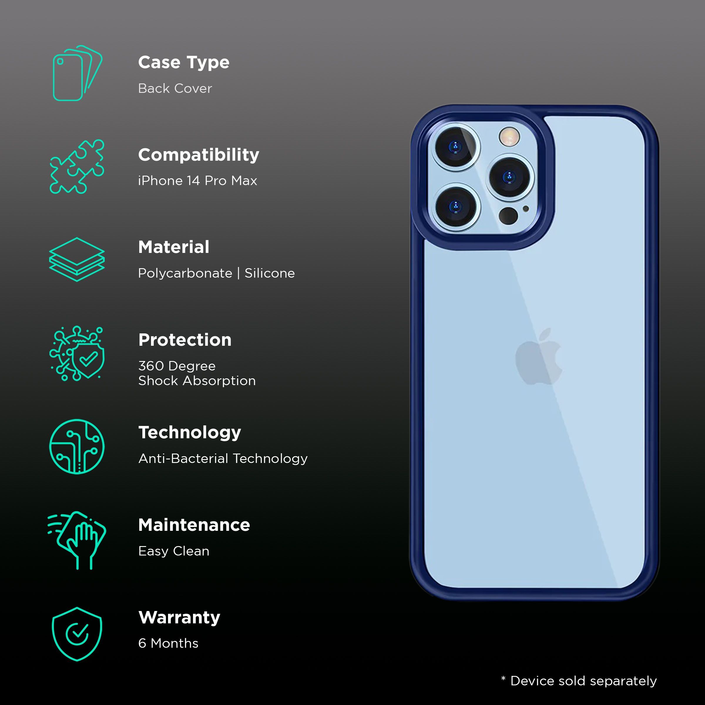 GRIPP Clarion Hard Polycarbonate & Silicone Back Cover for Apple iPhone 14 Pro Max (Drop Protection, Blue)_2