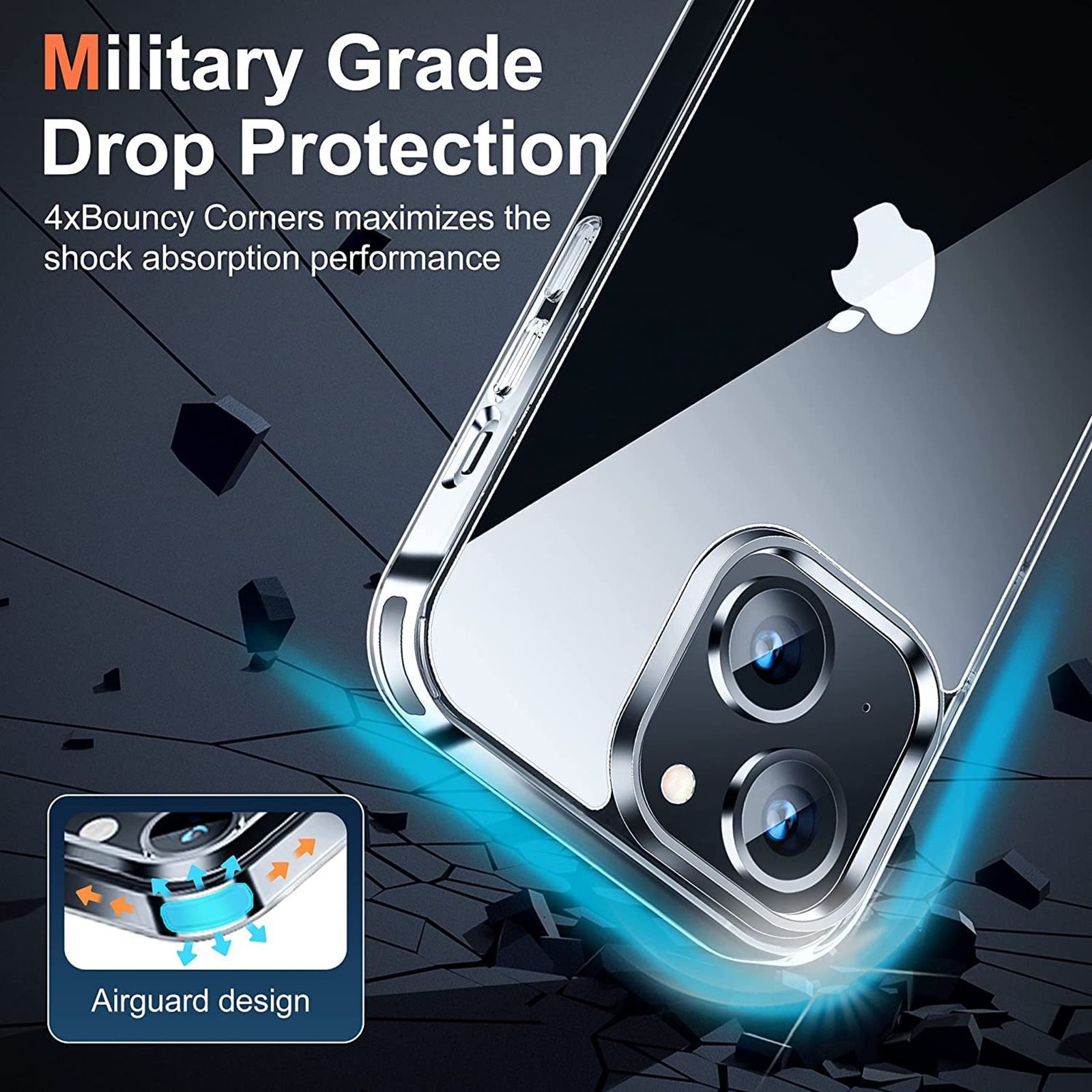 Vaku Glassy Polycarbonate & TPU Back Cover for Apple iPhone 14 (Scratch & Shock Resistant, Clear)_3