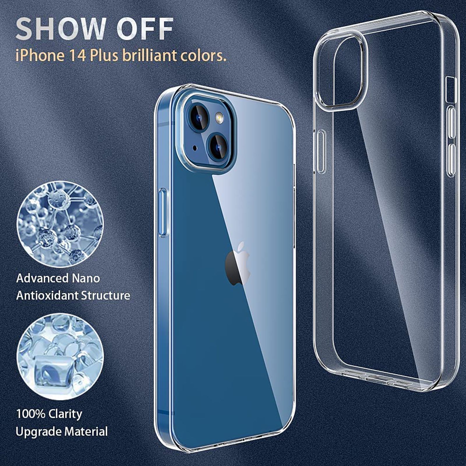 Vaku Glassy Polycarbonate & TPU Back Cover for Apple iPhone 14 (Scratch & Shock Resistant, Clear)_4