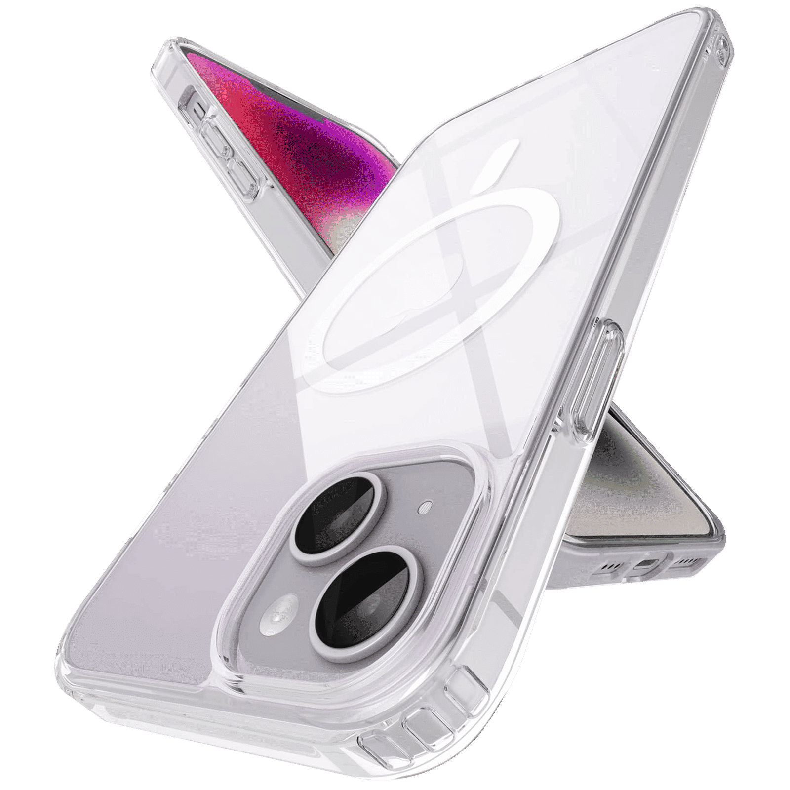 Vaku Glassy Polycarbonate & TPU Back Cover for Apple iPhone 14 (MagSafe Charging Support, Clear)_4