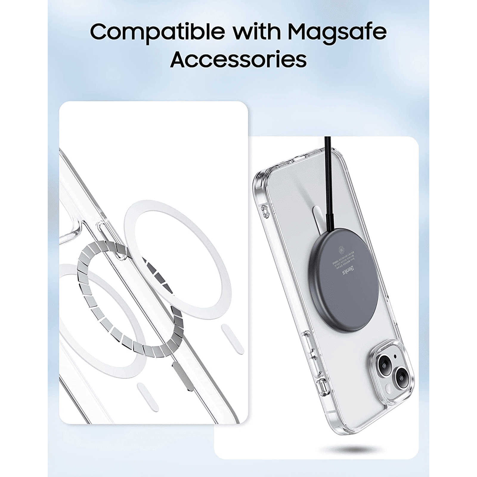 Vaku Glassy Polycarbonate & TPU Back Cover for Apple iPhone 14 (MagSafe Charging Support, Clear)_6