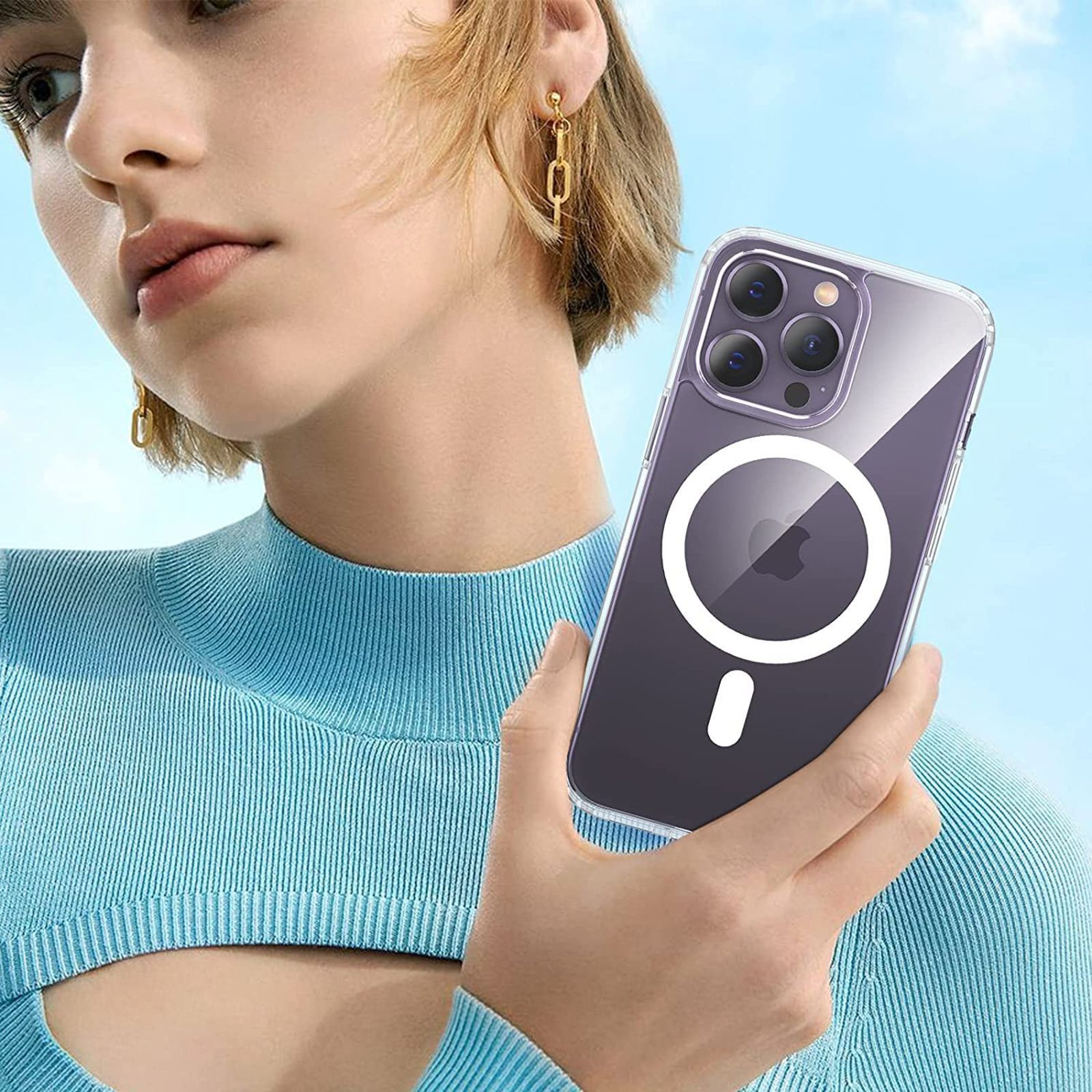 Vaku Glassy Polycarbonate & TPU Back Cover for Apple iPhone 14 Pro (MagSafe Charging Support, Clear)_9