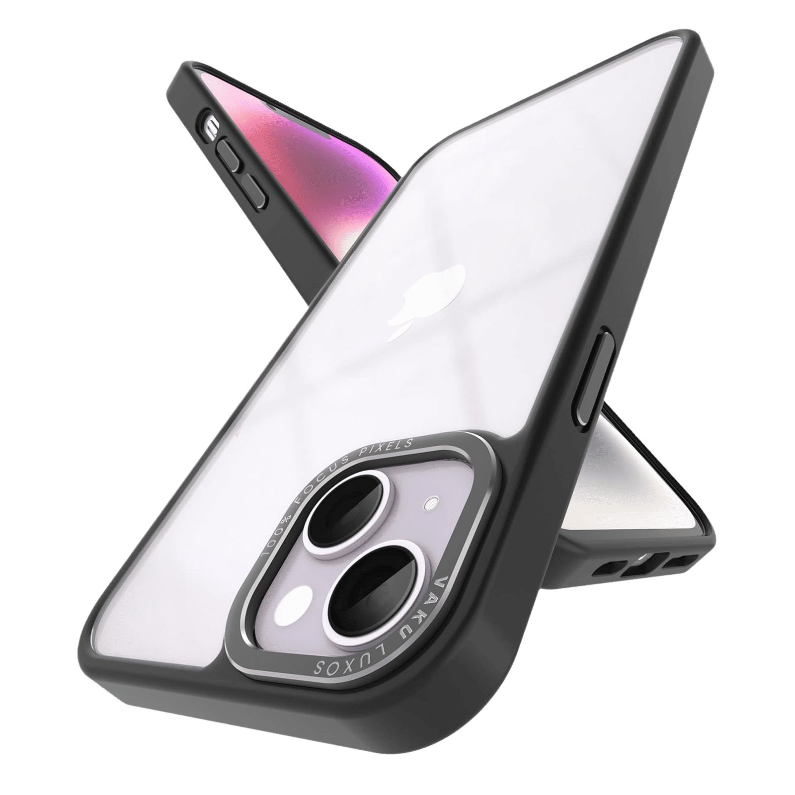 Vaku Trans Armor TPU Back Cover for Apple iPhone 14 (Supports Wireless Charging, Black)_4