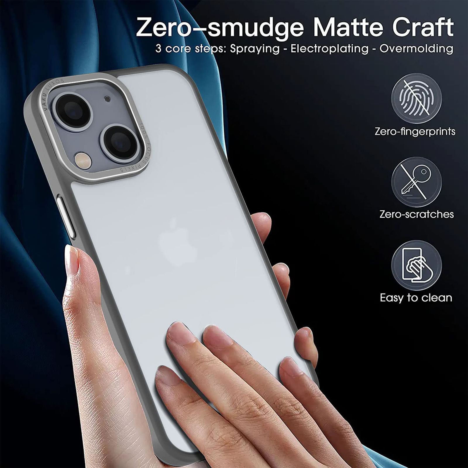 Vaku Trans Armor TPU Back Cover for Apple iPhone 14 (Supports Wireless Charging, Grey)_7