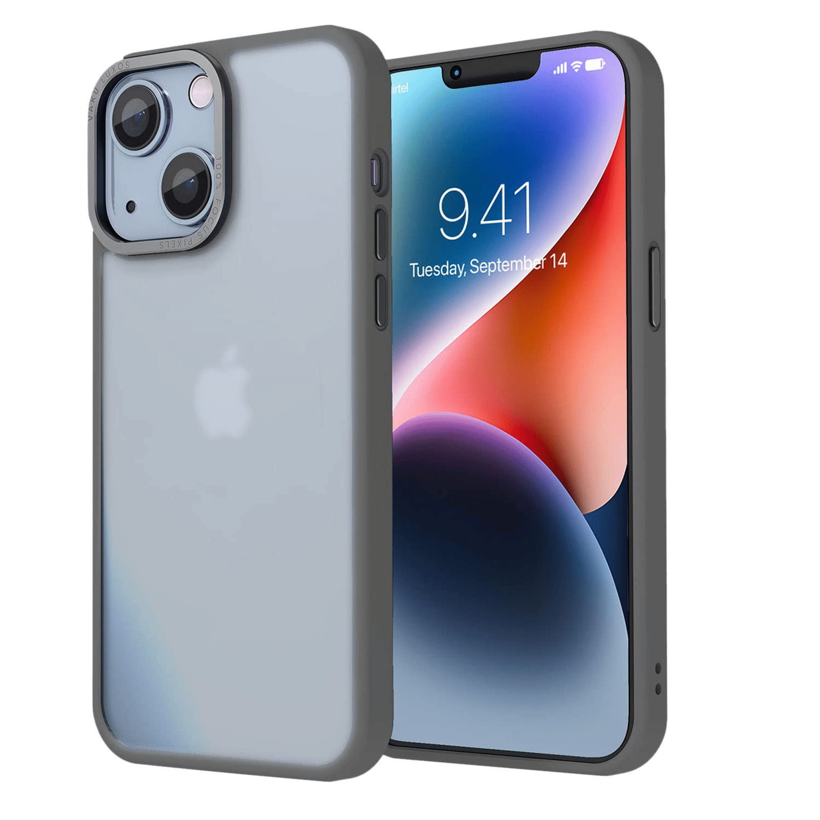 Vaku Trans Armor TPU Back Cover for Apple iPhone 14 (Supports Wireless Charging, Grey)_3