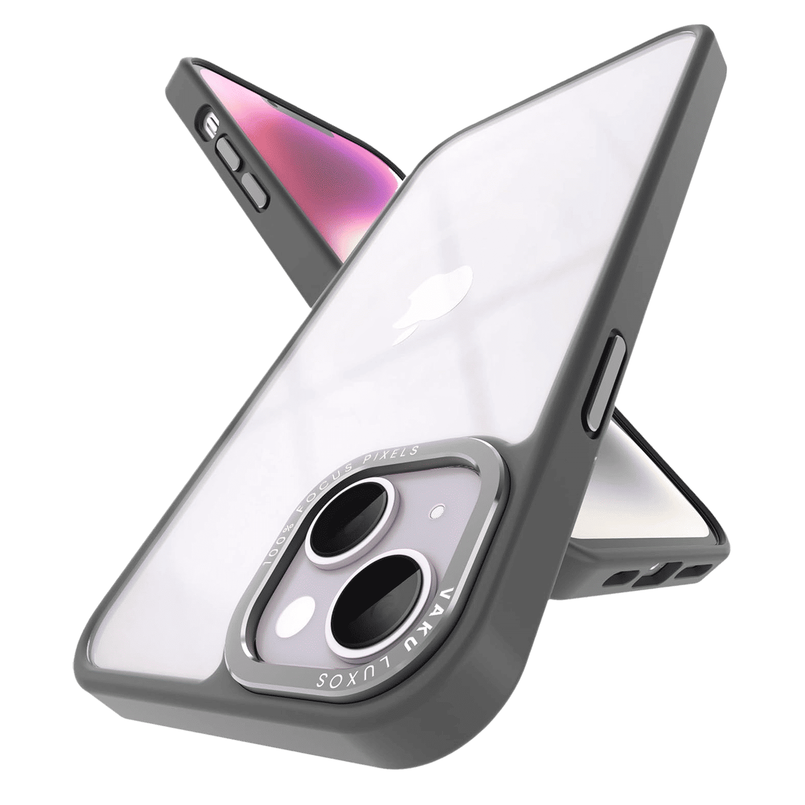 Vaku Trans Armor TPU Back Cover for Apple iPhone 14 (Supports Wireless Charging, Grey)_4