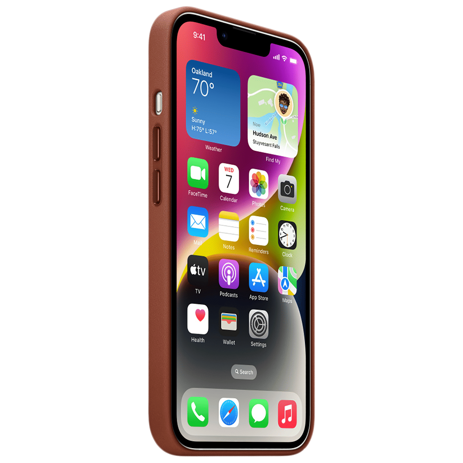 Apple Soft Leather Back Cover for Apple iPhone 14 (MagSafe Charging Support, Umber)_3