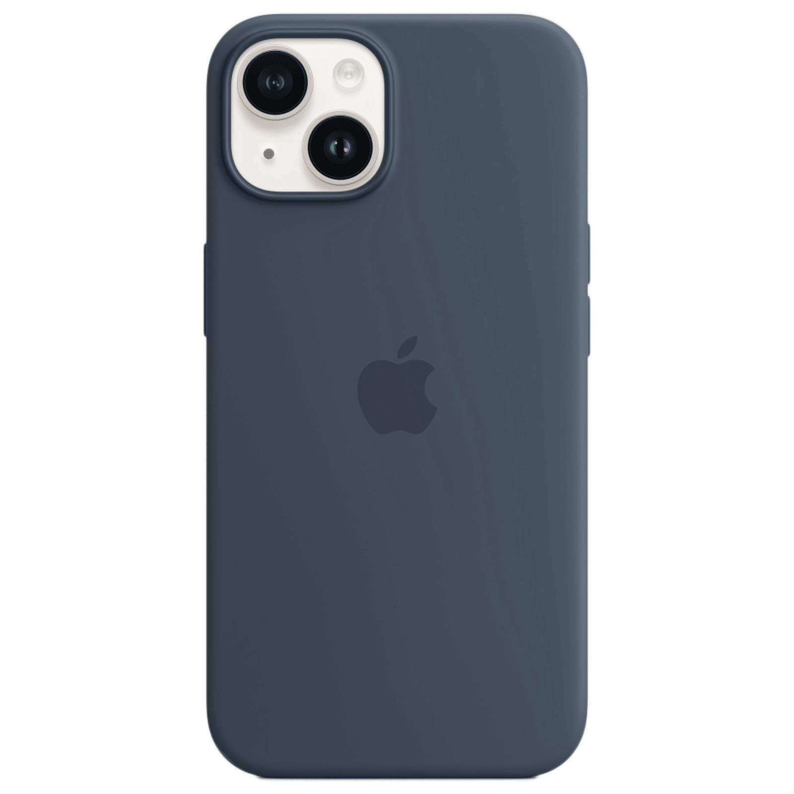 Apple Soft Silicone Back Cover for Apple iPhone 14 (MagSafe Charging Support, Storm Blue)_1