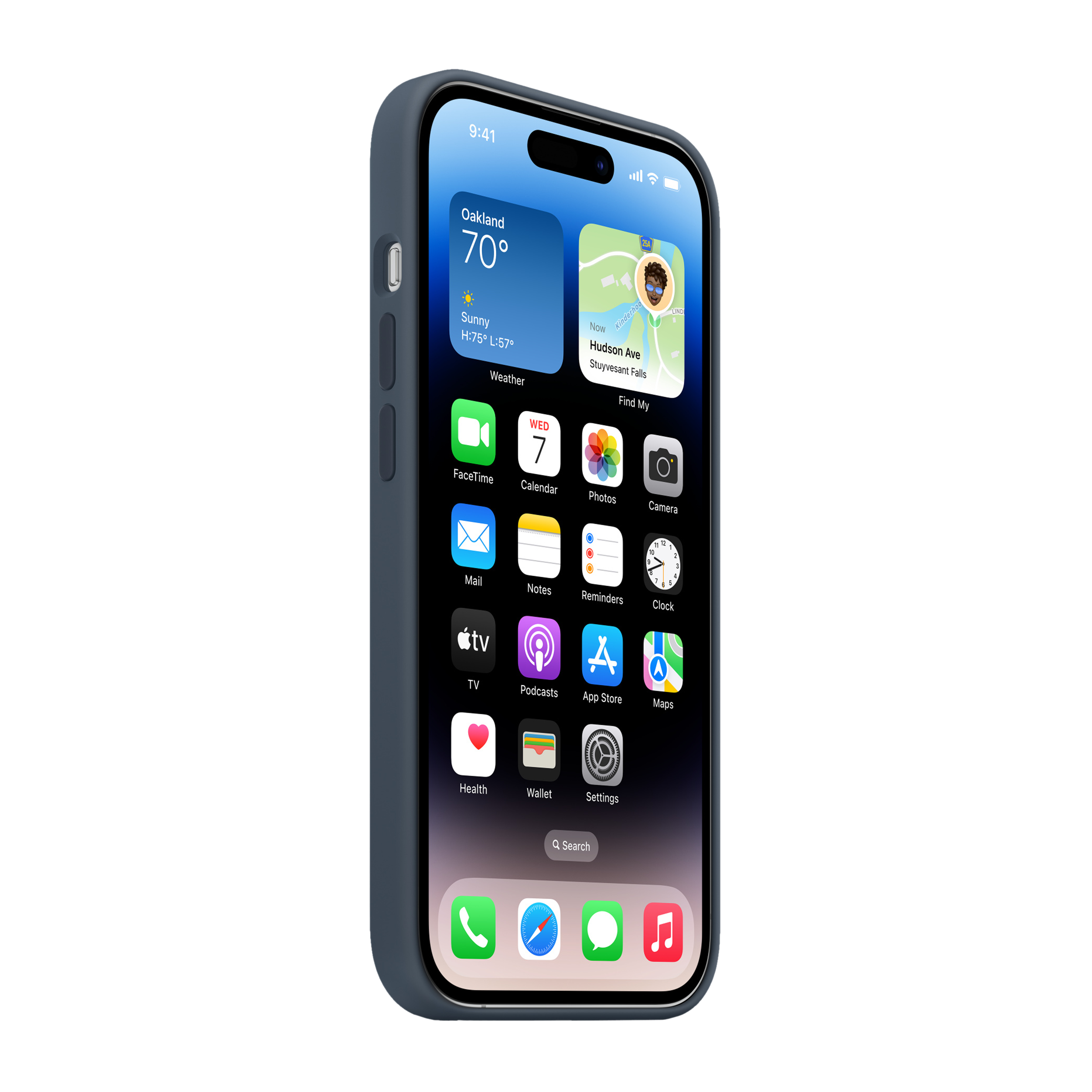 Apple Soft Silicone Back Cover for Apple iPhone 14 Pro (MagSafe Charging Support, Storm Blue)_3