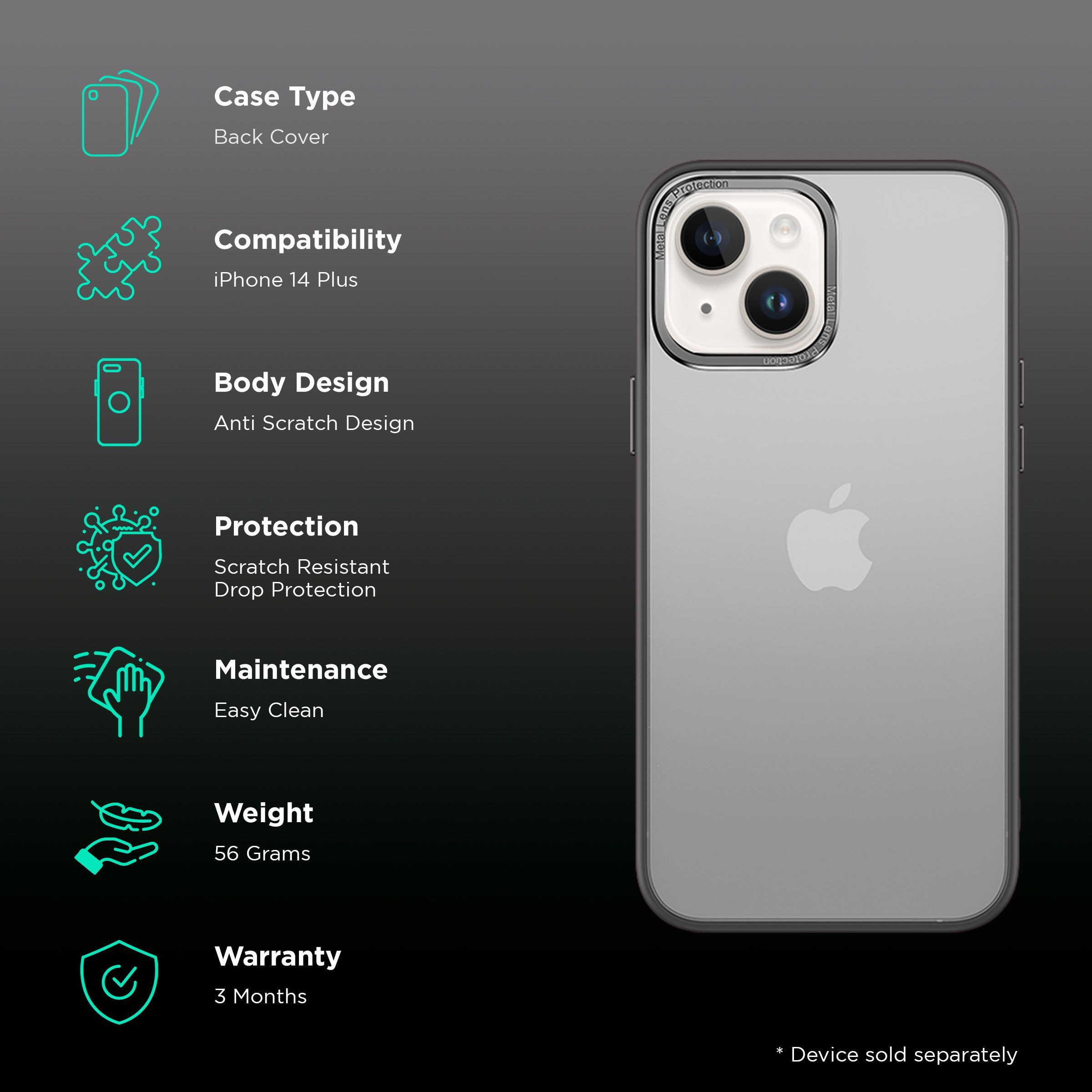 Inbase Luxe Matte Back Cover for Apple iPhone 14 Plus (Anti-Microbial, Black) Inbase Luxe Matte Back Cover for Apple iPhone 14 Plus (Anti-Microbial, Black)_2