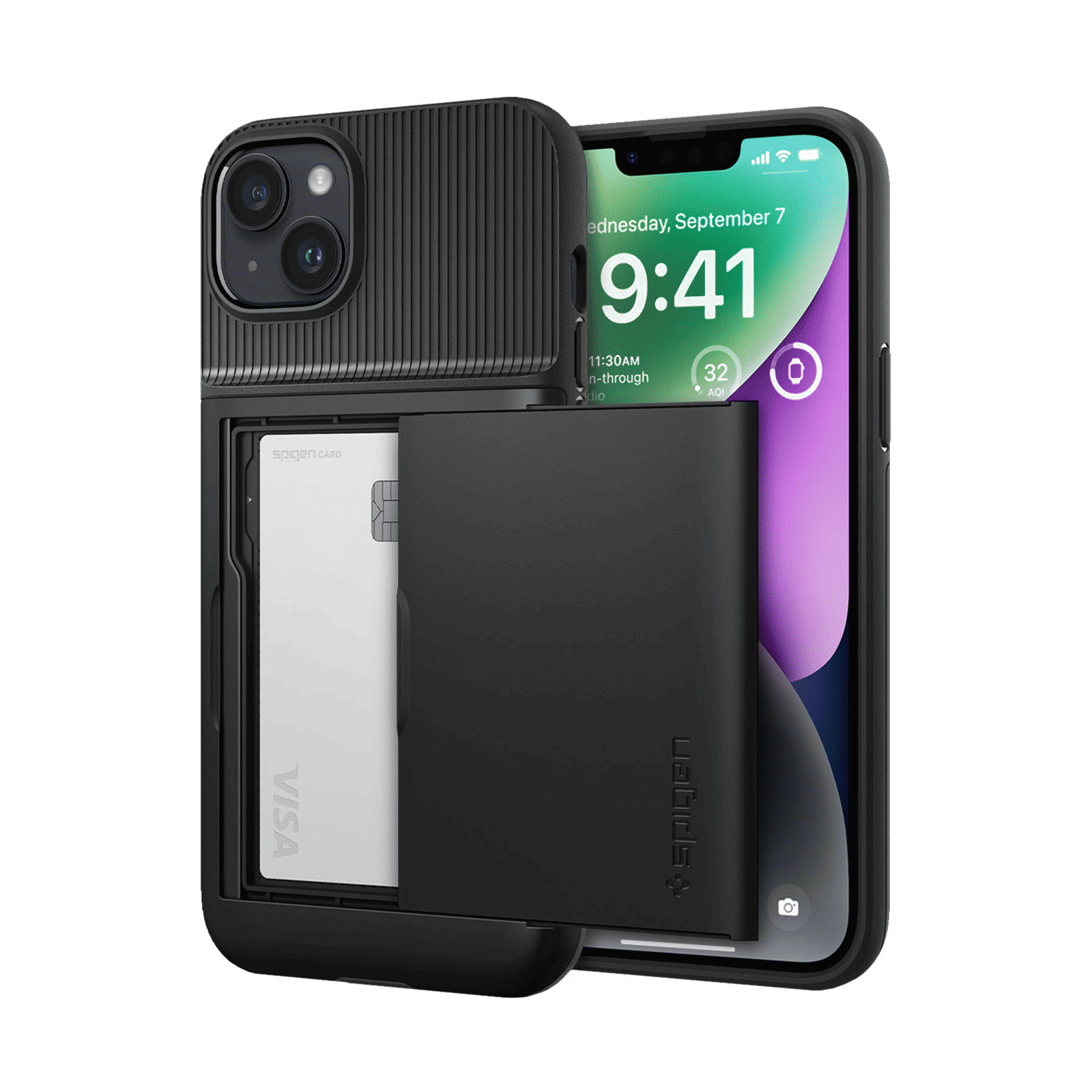 spigen Slim Armor CS TPU & Polycarbonate Back Case for Apple iPhone 14 (Air Cushion Technology, Black)_1