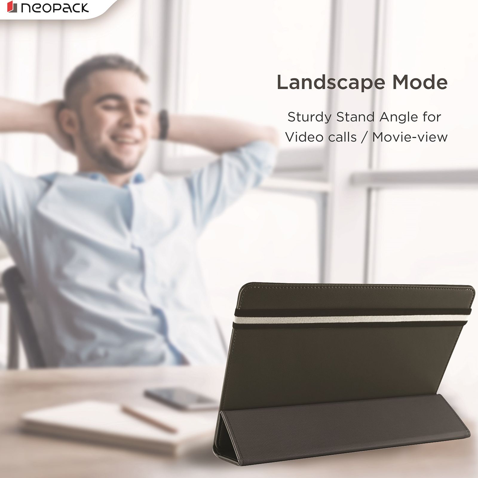 neopack Unifit Hard Polyurethane Leather Flip Cover for Apple iPad Pro 10.5 Inch (Automatically Wakes, Black)_3