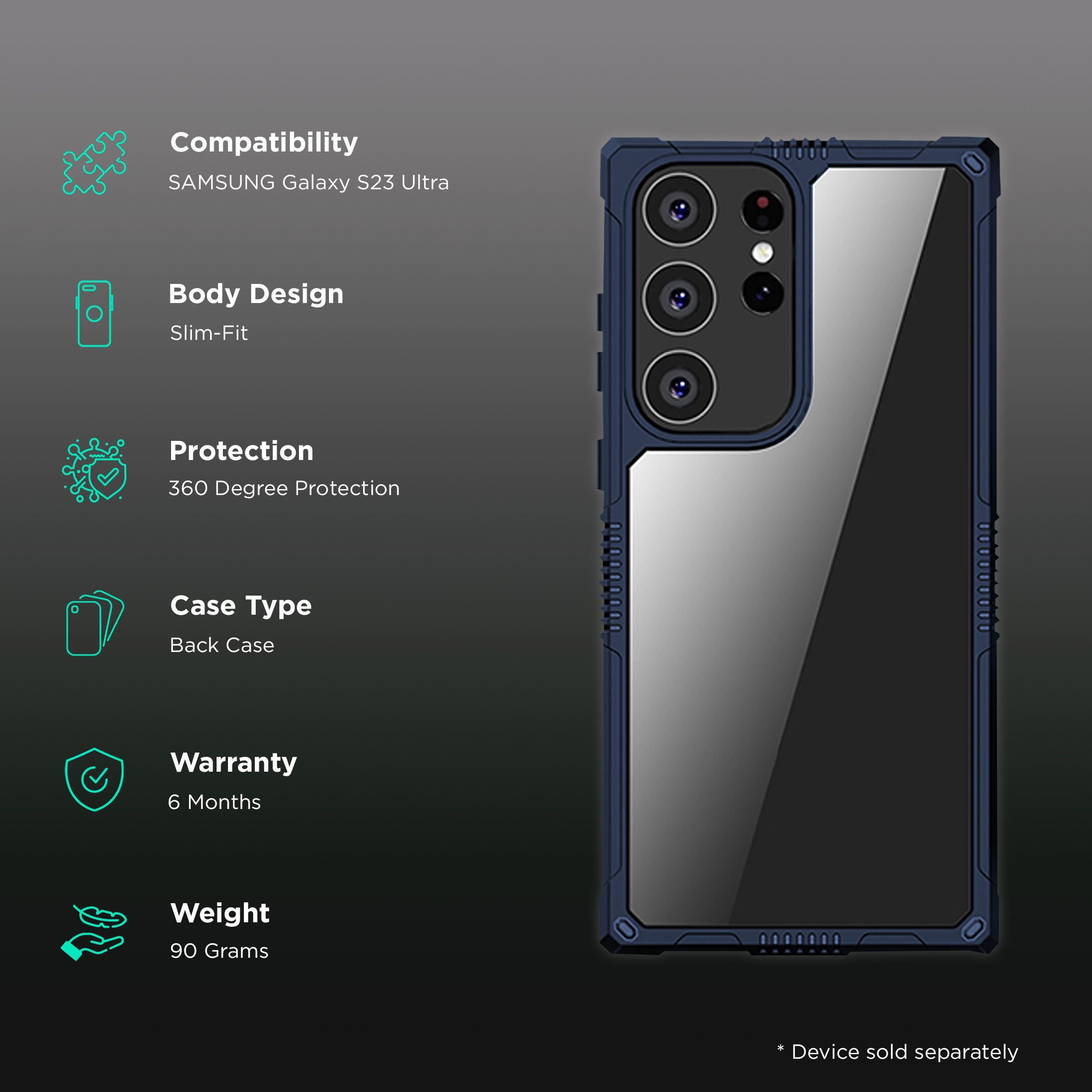 Inbase Geo Armor Back Cover for SAMSUNG Galaxy S23 Ultra (Dual-Layer Design, Dark Blue)_2