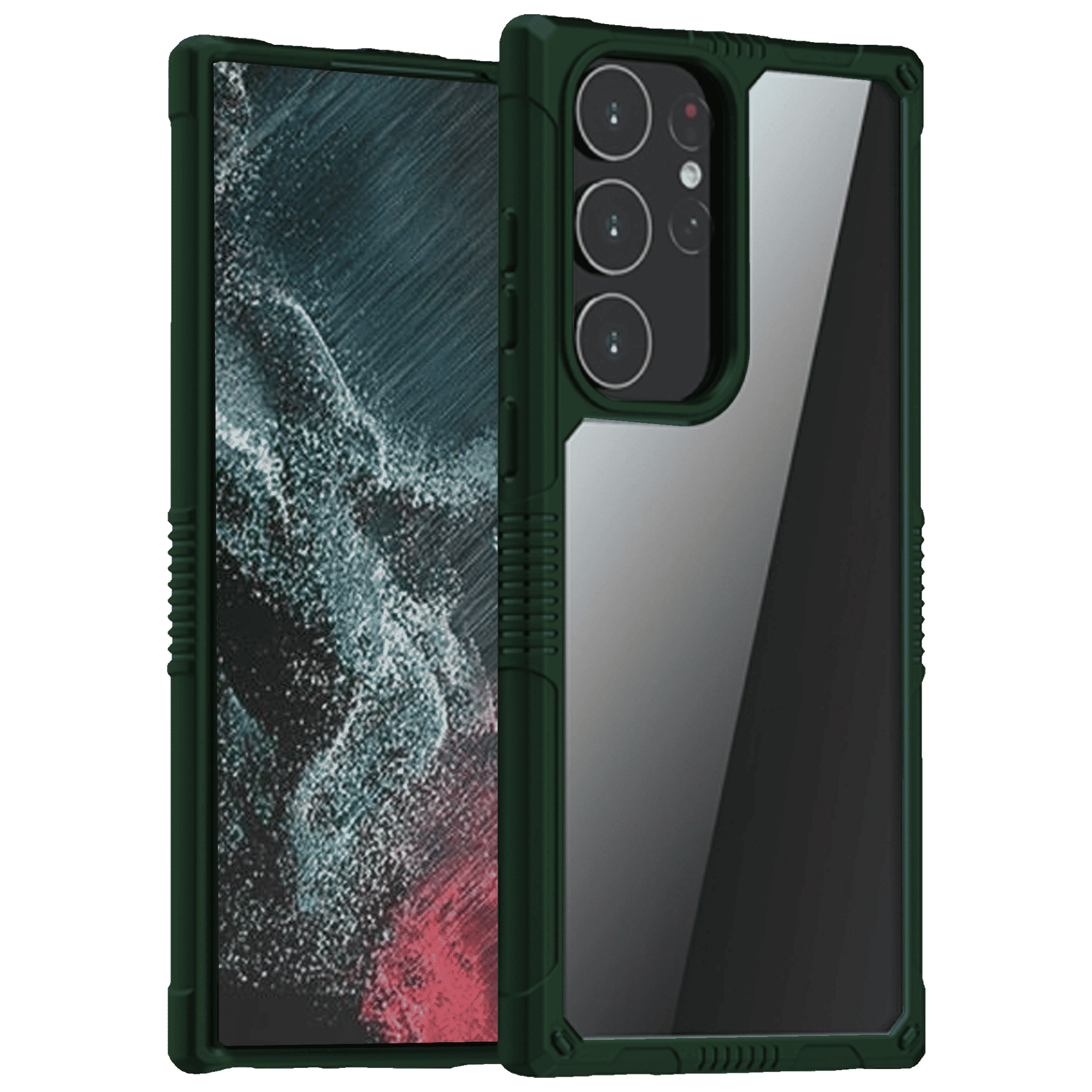 Inbase Geo Armor Back Cover for SAMSUNG Galaxy S23 Ultra (Dual-Layer Design, Green)_1