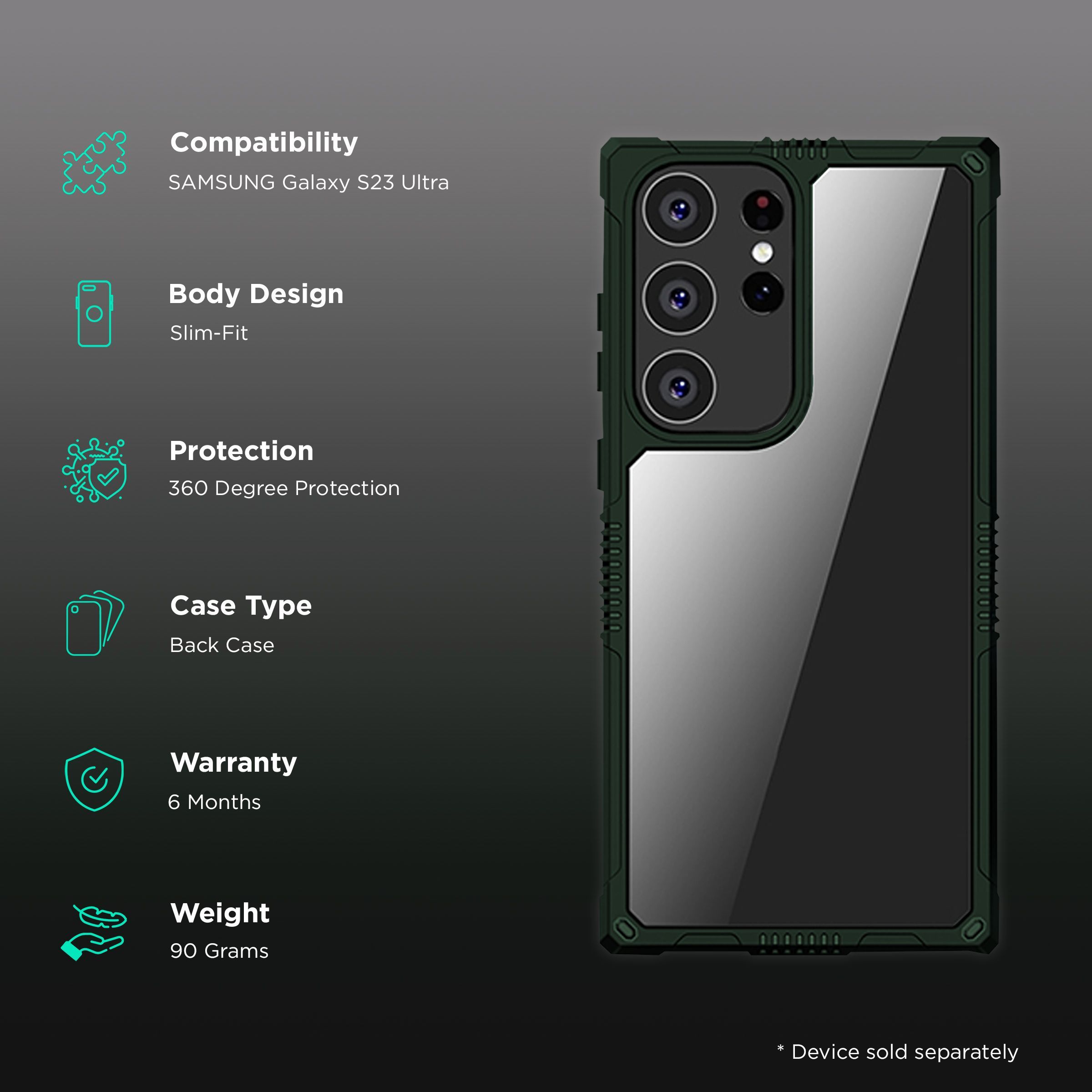 Inbase Geo Armor Back Cover for SAMSUNG Galaxy S23 Ultra (Dual-Layer Design, Green)_2