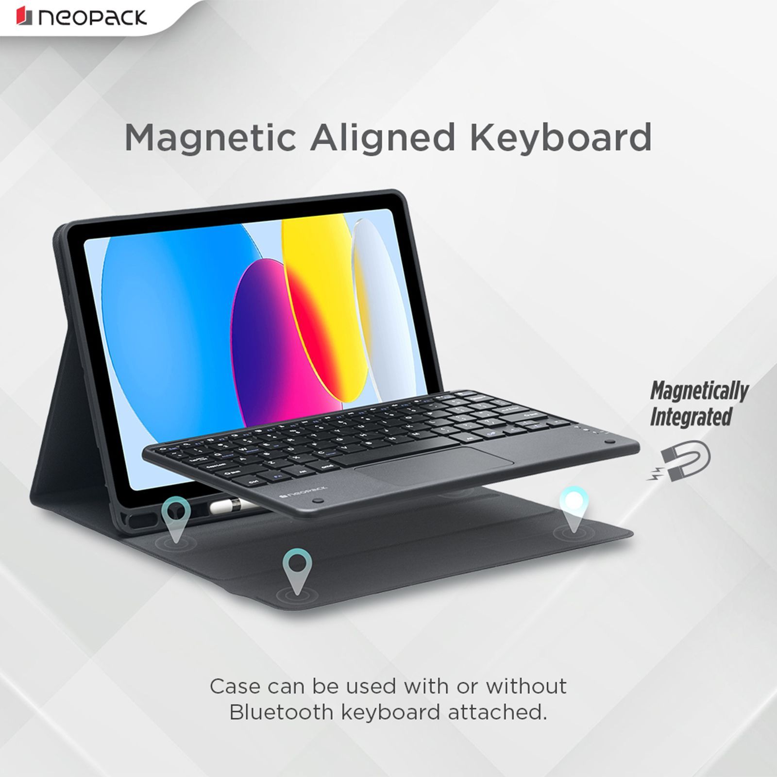 neopack Bluetooth Keyboard Case for Apple iPad 10.9 Inch (10th Gen) with Trackpad (Built-in Magnetic Kick-Stand, Black)_5