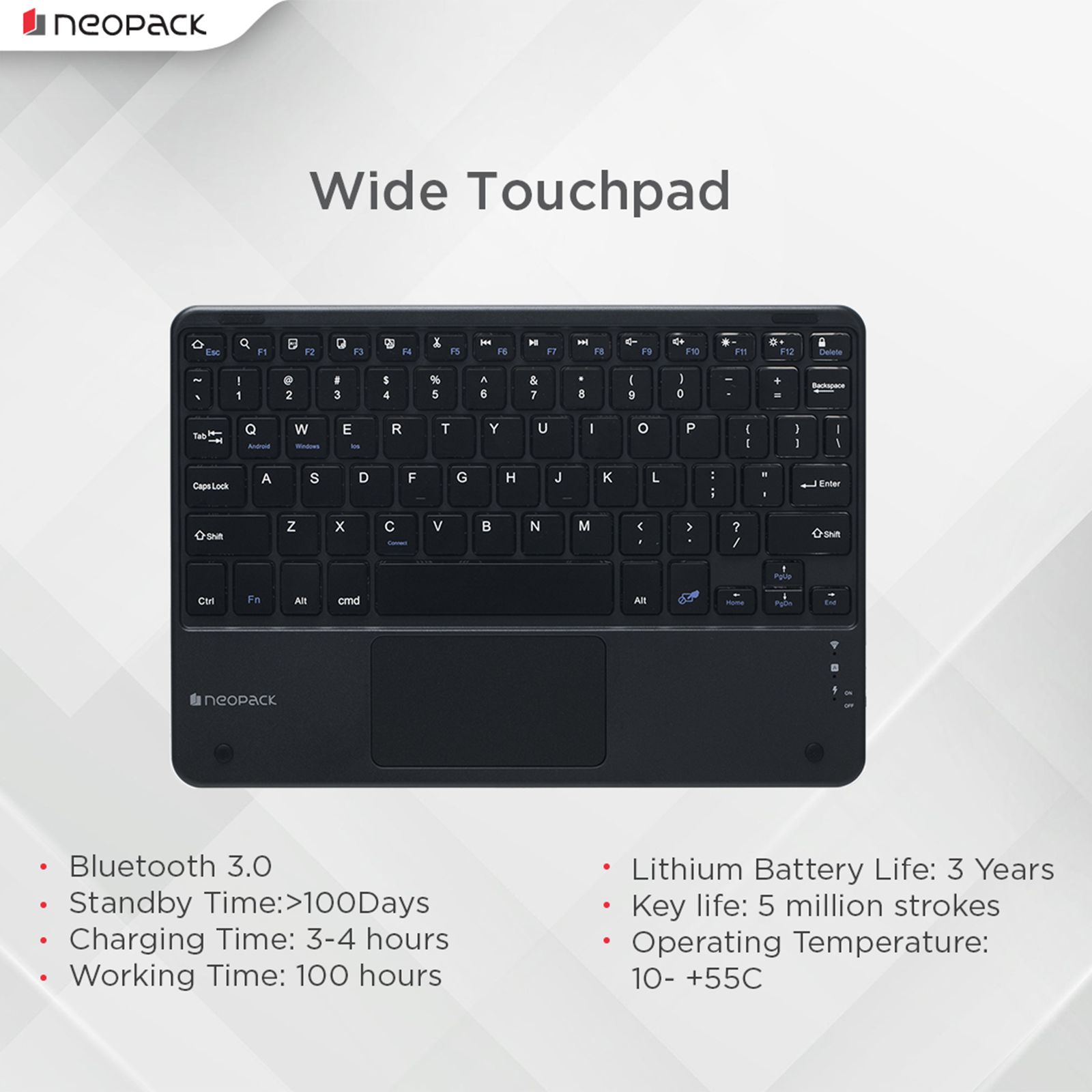 neopack Bluetooth Keyboard Case for Apple iPad 10.9 Inch (10th Gen) with Trackpad (Built-in Magnetic Kick-Stand, Black)_8