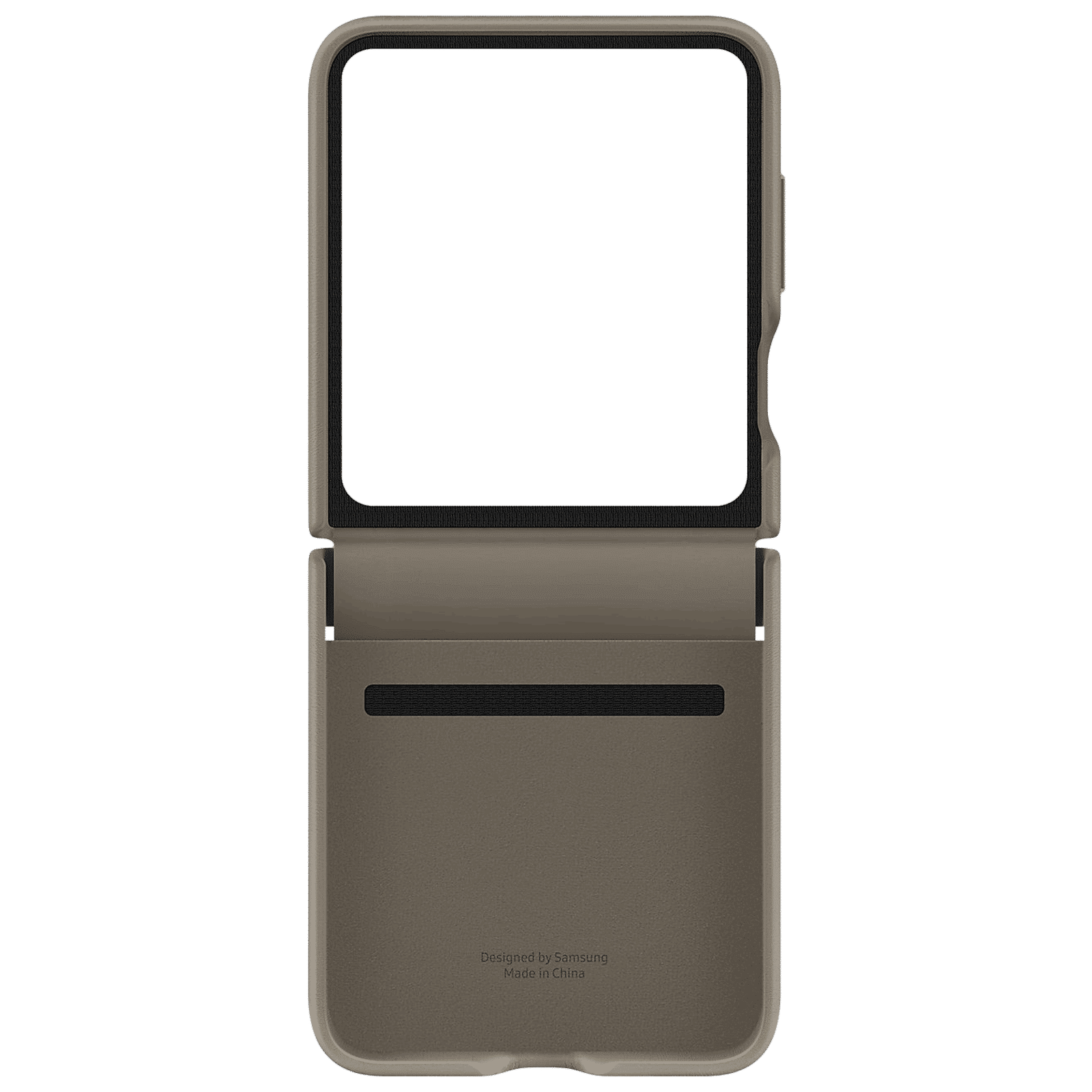 SAMSUNG Soft Leather Back Case for Galaxy Z Flip5 (Stylish Design, Etoupe Grey)_4