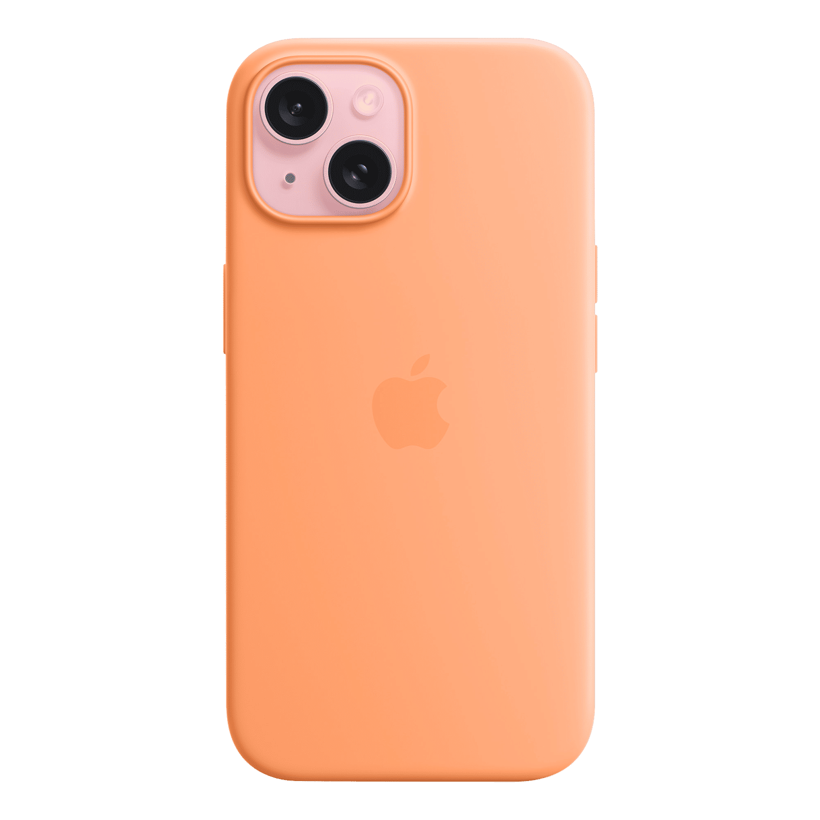 Apple Soft Silicone Back Cover for Apple iPhone 15 (MagSafe Charging Support, Orange Sorbet)_2