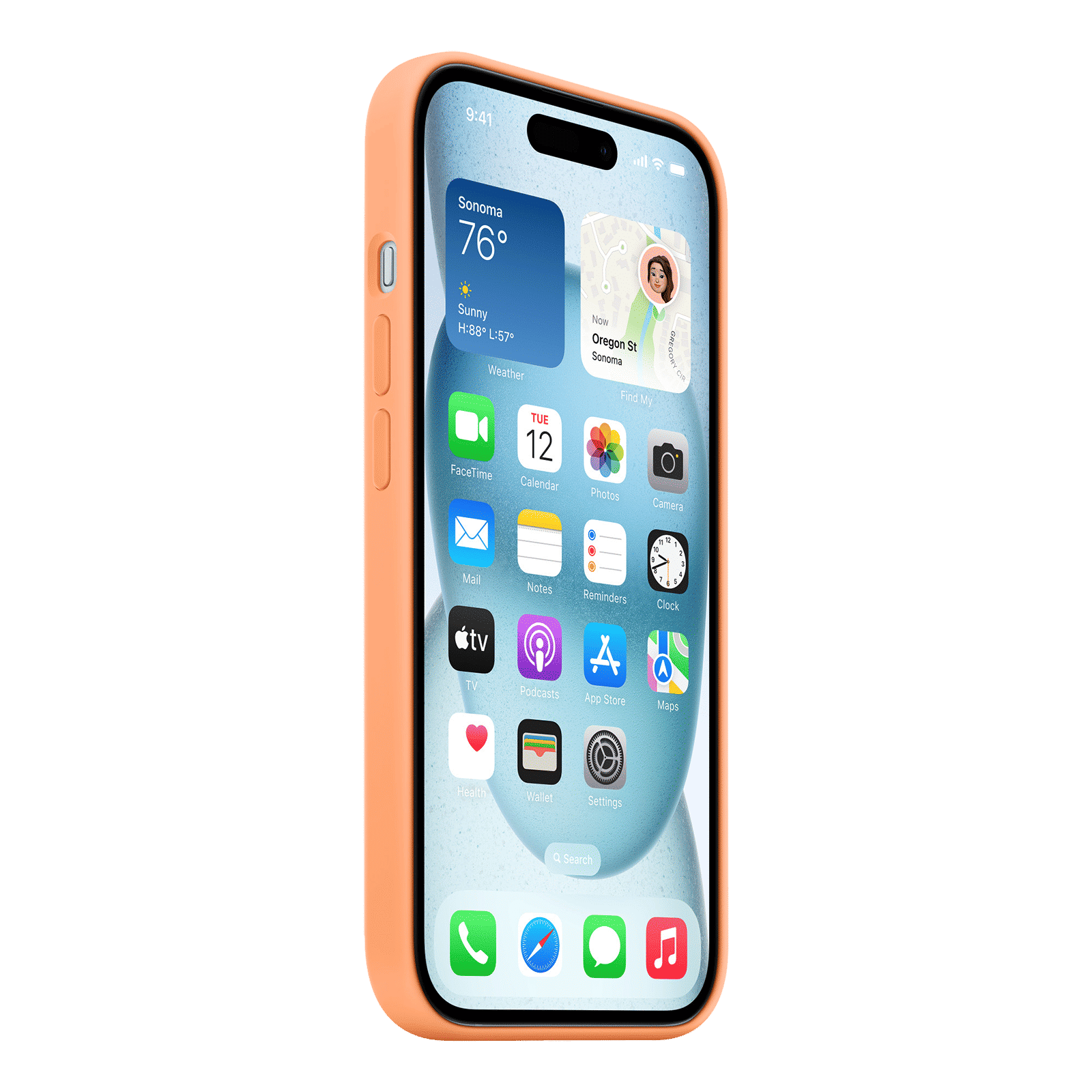 Apple Soft Silicone Back Cover for Apple iPhone 15 (MagSafe Charging Support, Orange Sorbet)_7