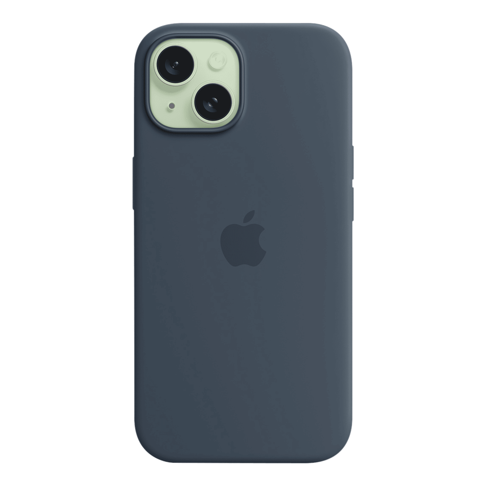 Apple Soft Silicone Back Cover for Apple iPhone 15 (MagSafe Charging Support, Storm Blue)_4