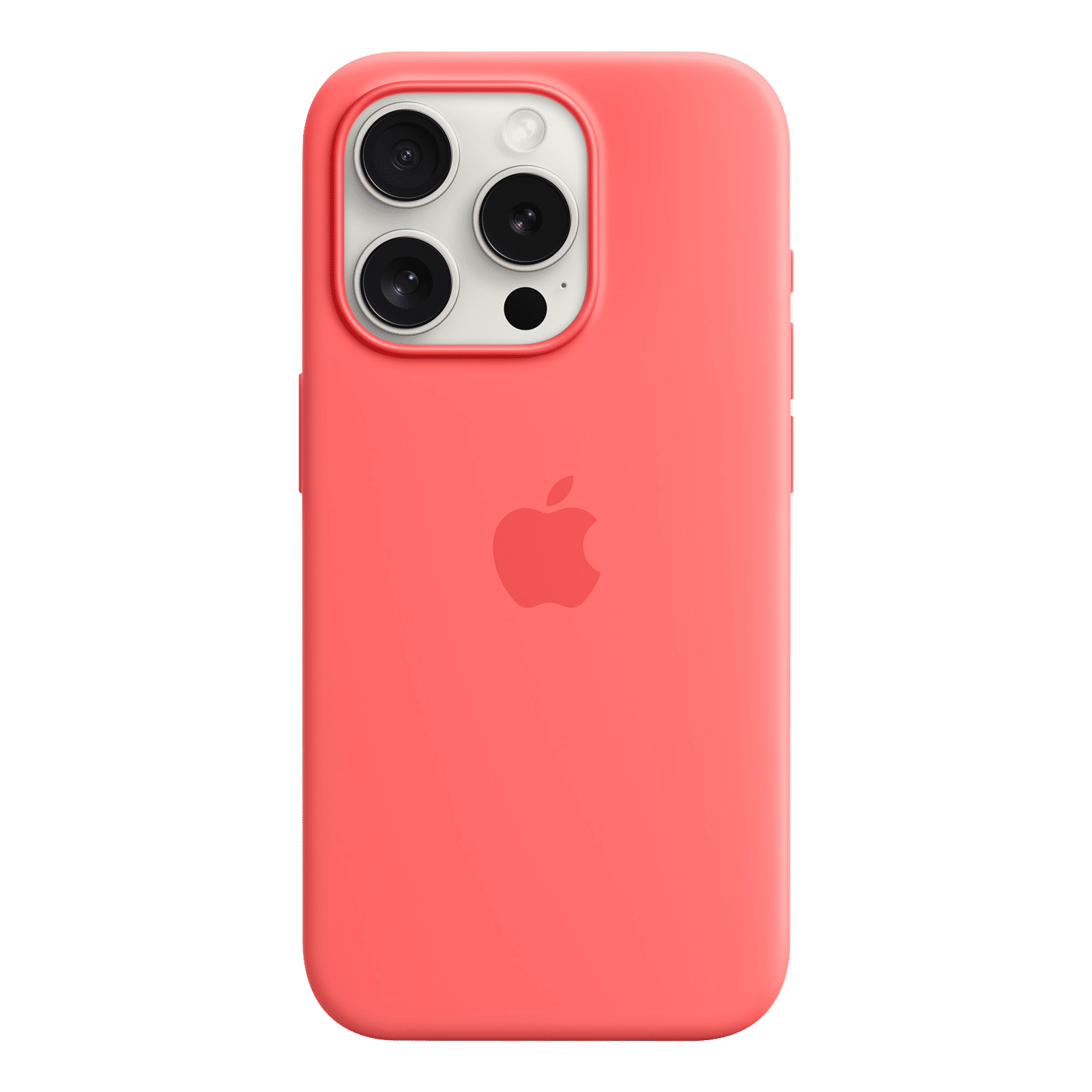 Apple Soft Silicone Back Cover for Apple iPhone 15 Pro (MagSafe Charging Support, Guava)_3