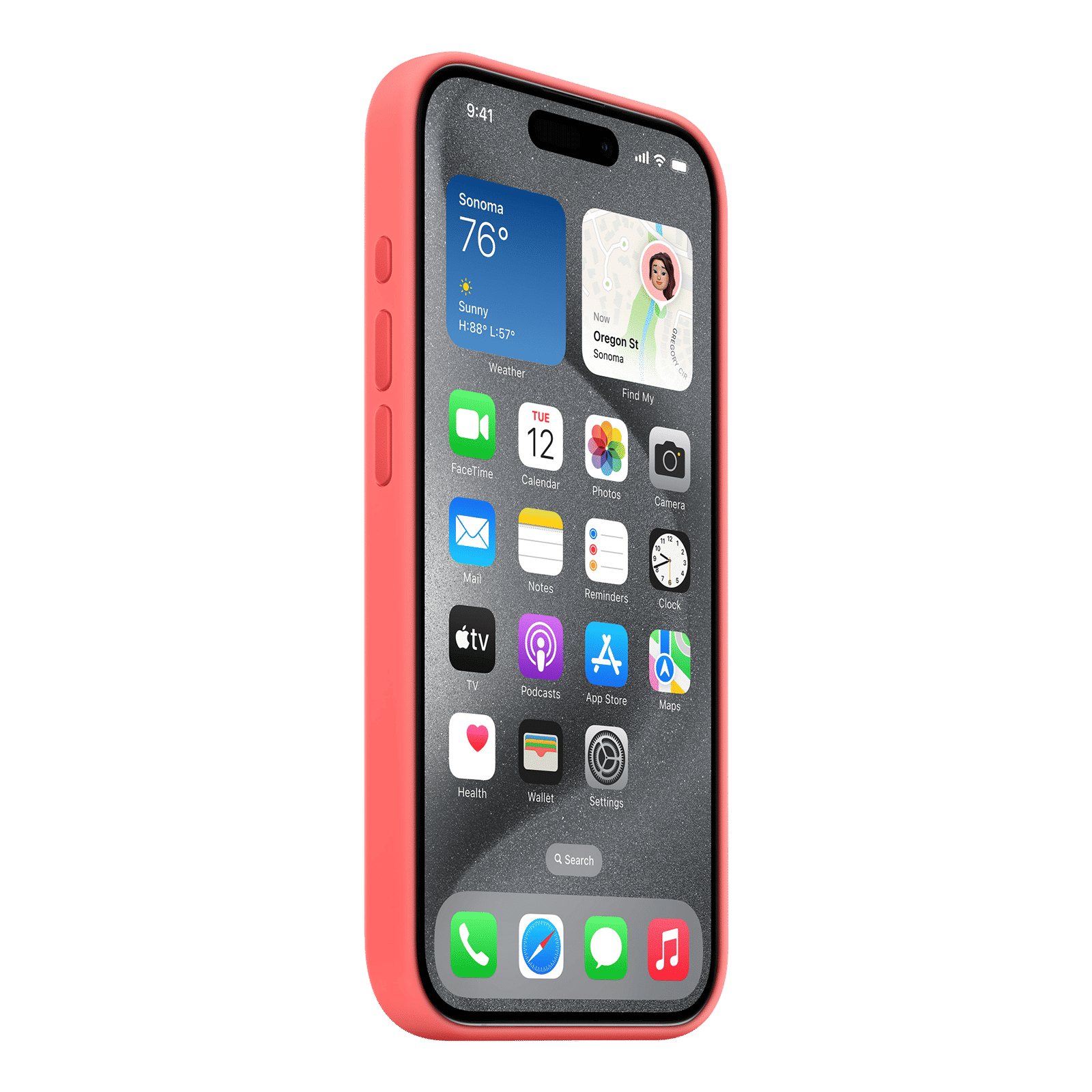 Apple Soft Silicone Back Cover for Apple iPhone 15 Pro (MagSafe Charging Support, Guava)_6