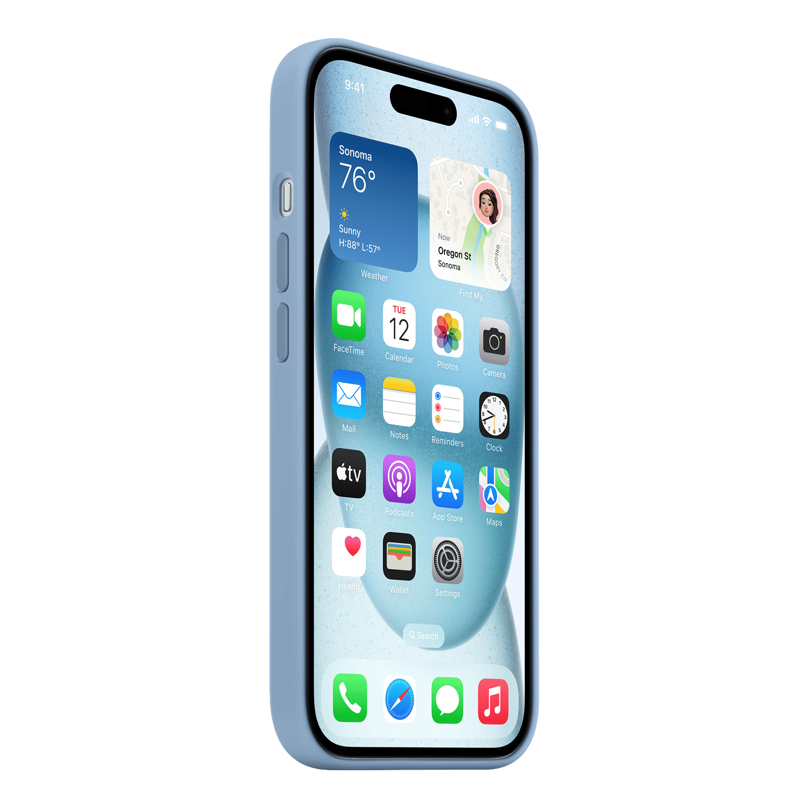 Apple Soft Silicone Back Cover for Apple iPhone 15 (MagSafe Charging Support, Winter Blue)_7