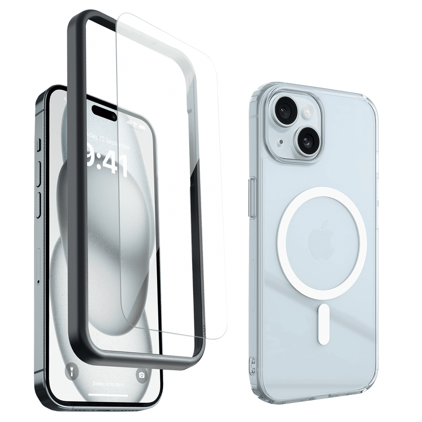 Dr. Vaku 2IN1 Defense Tempered Glass & Back Case Combo for iPhone 15 Plus (Anti-Scratch Design, Clear)_1